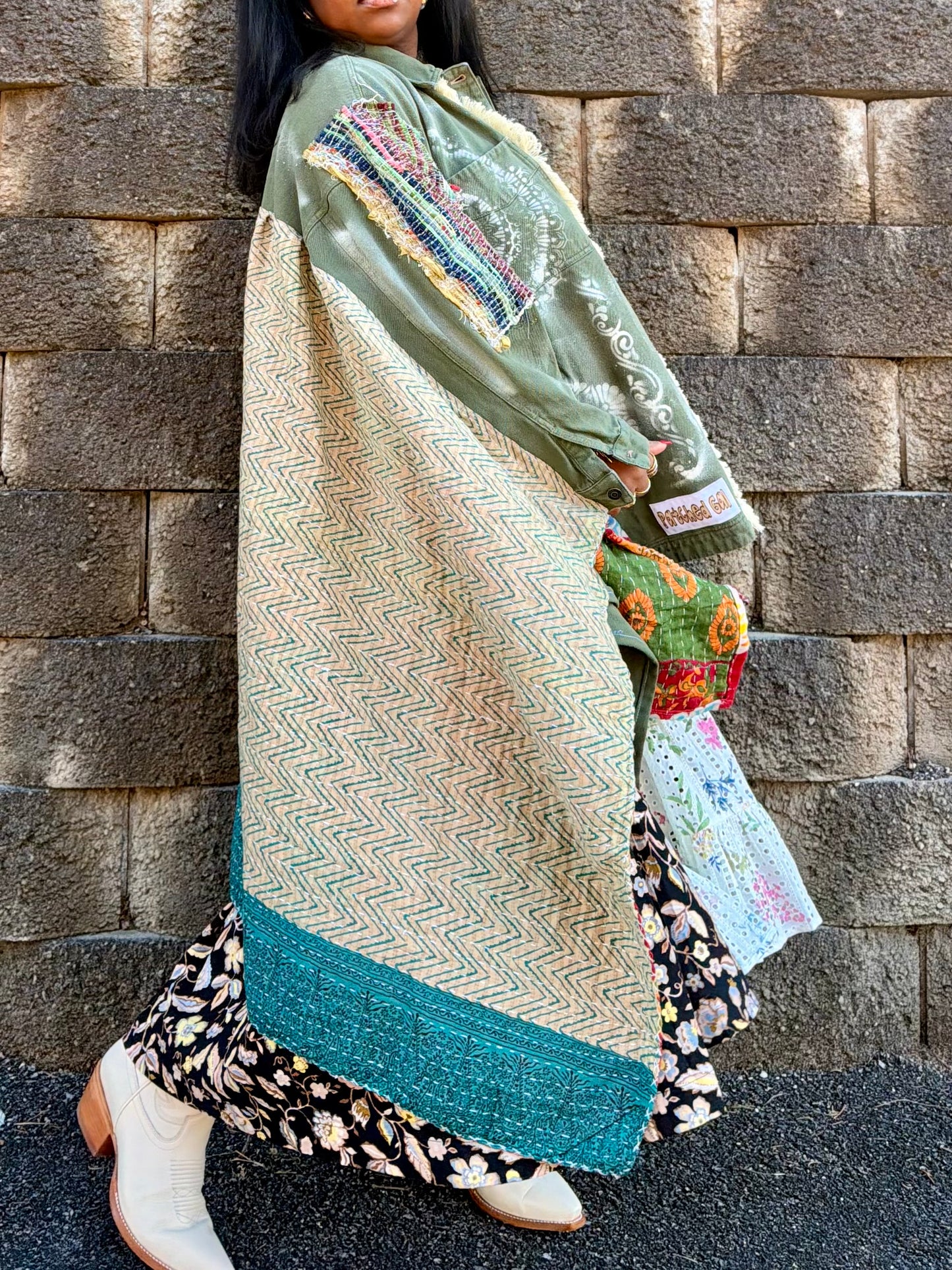 Large-5XL Patched Gal University #22 Kantha Coat