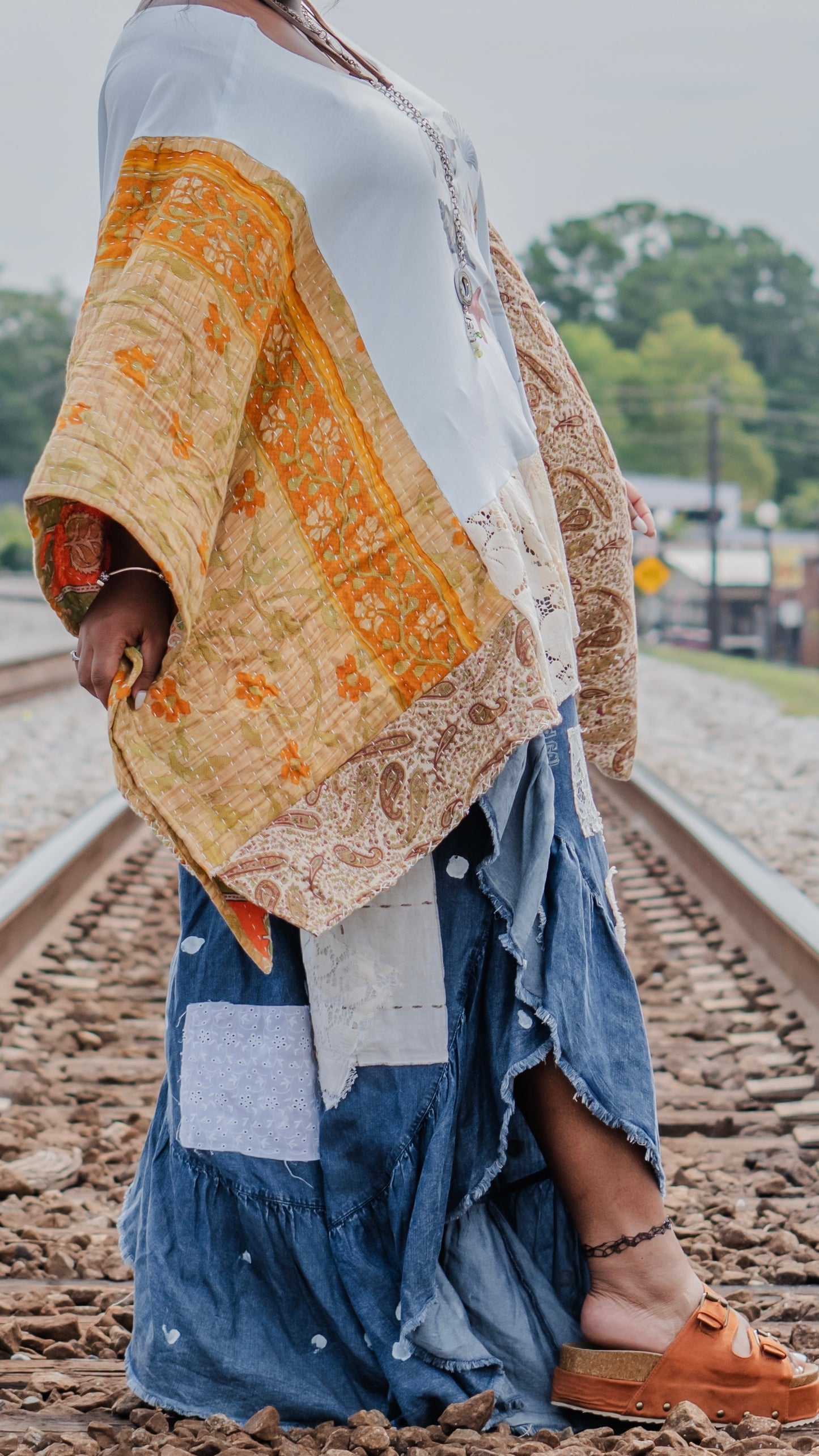 Medium-4XL Seashells Kaftan Poncho