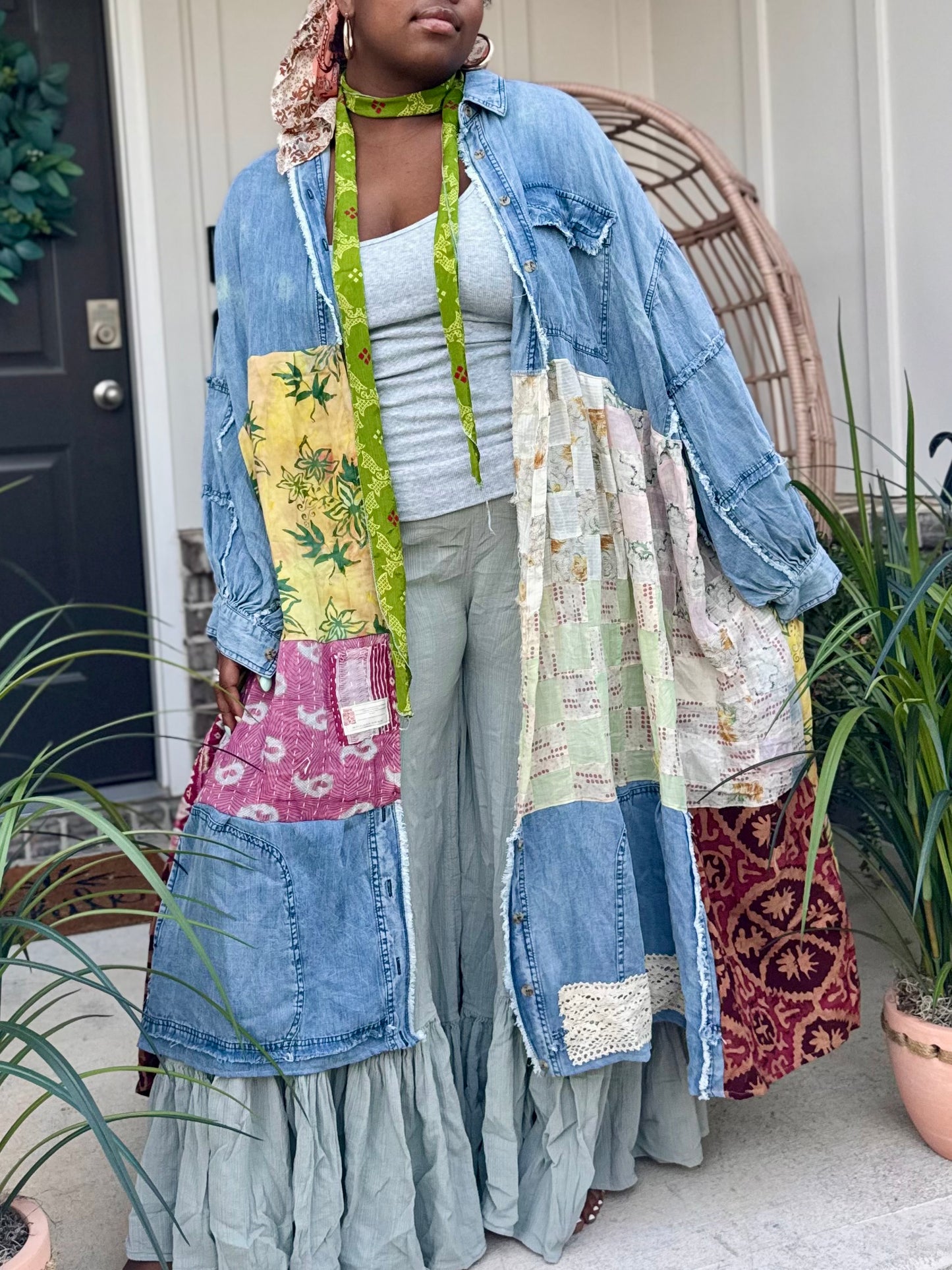 Medium-3XL Bohemian Denim Duster