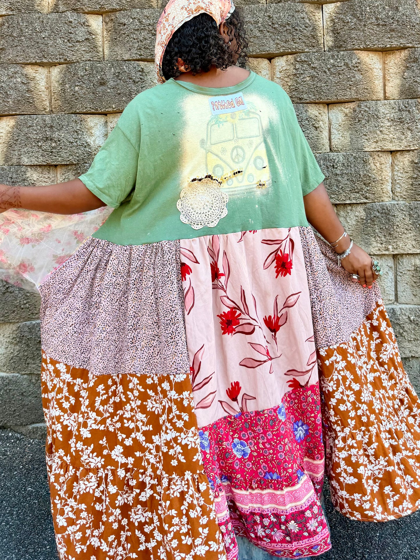 Small-2XL Hippie Bus High Low Swing Tee