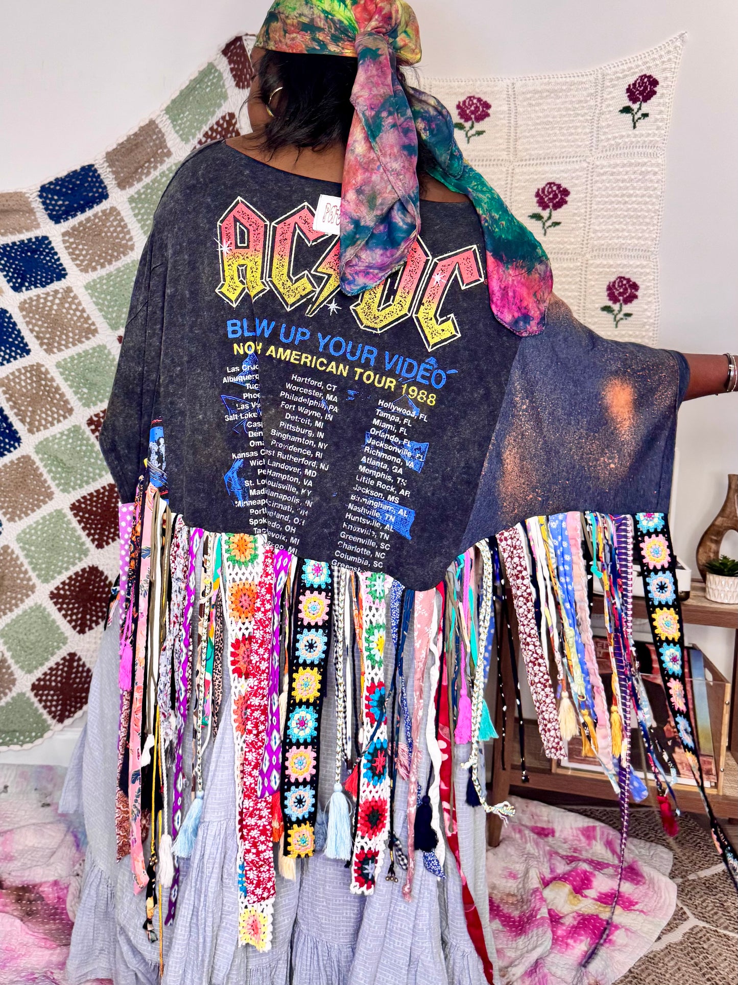 Large-4XL ACDC Fringe Poncho