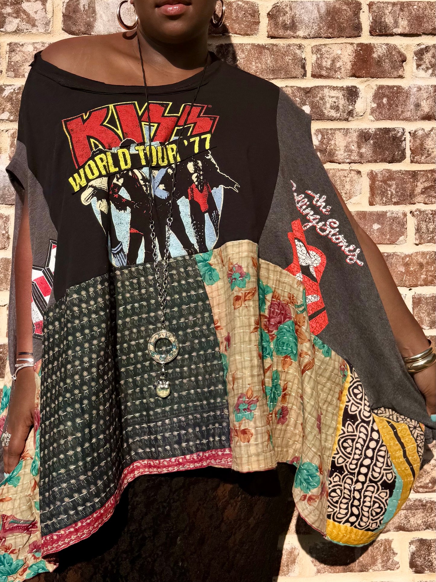 Small-3XL KISS/ACDC/Rolling Stones Trio Poncho