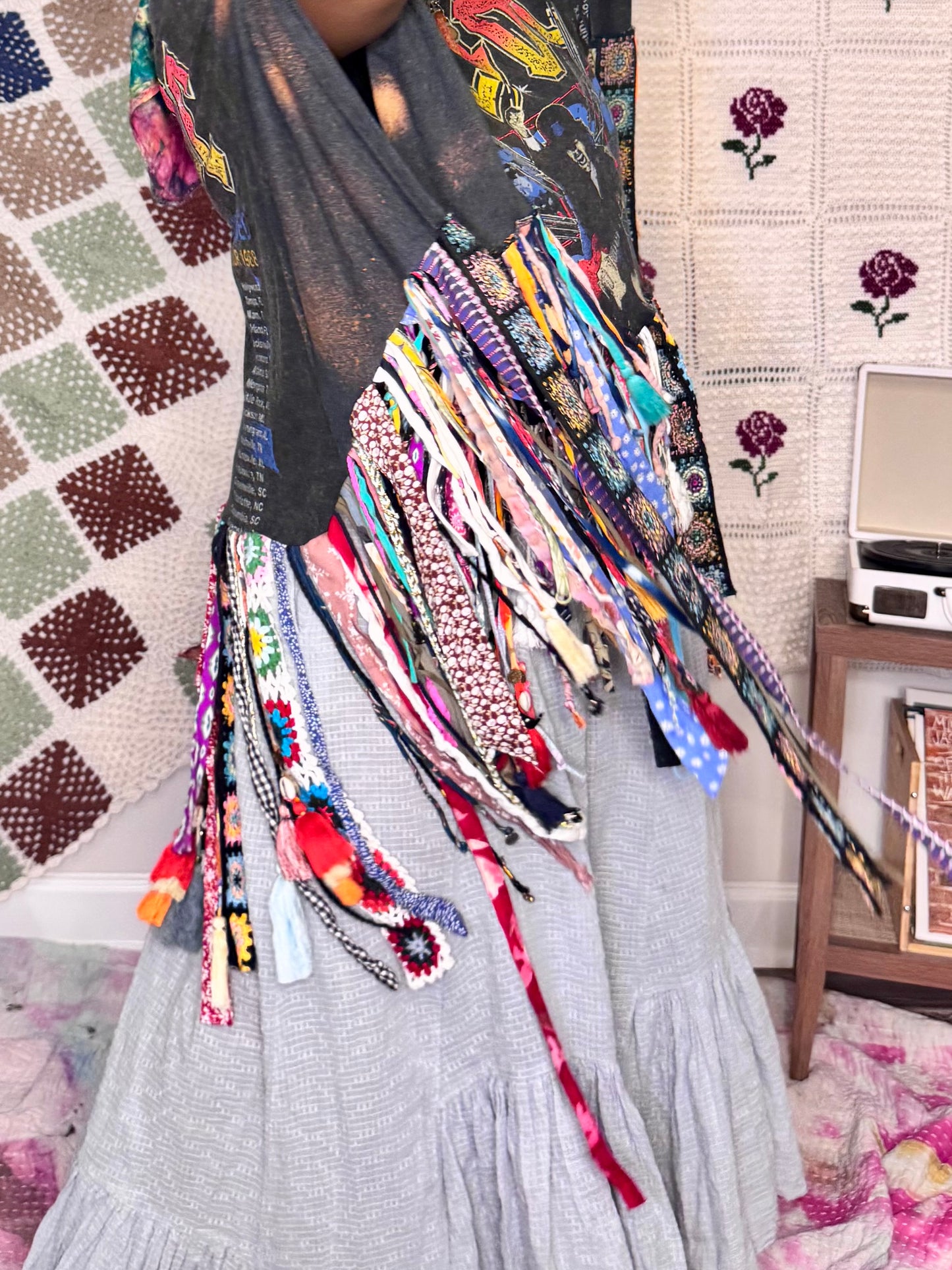 Large-4XL ACDC Fringe Poncho