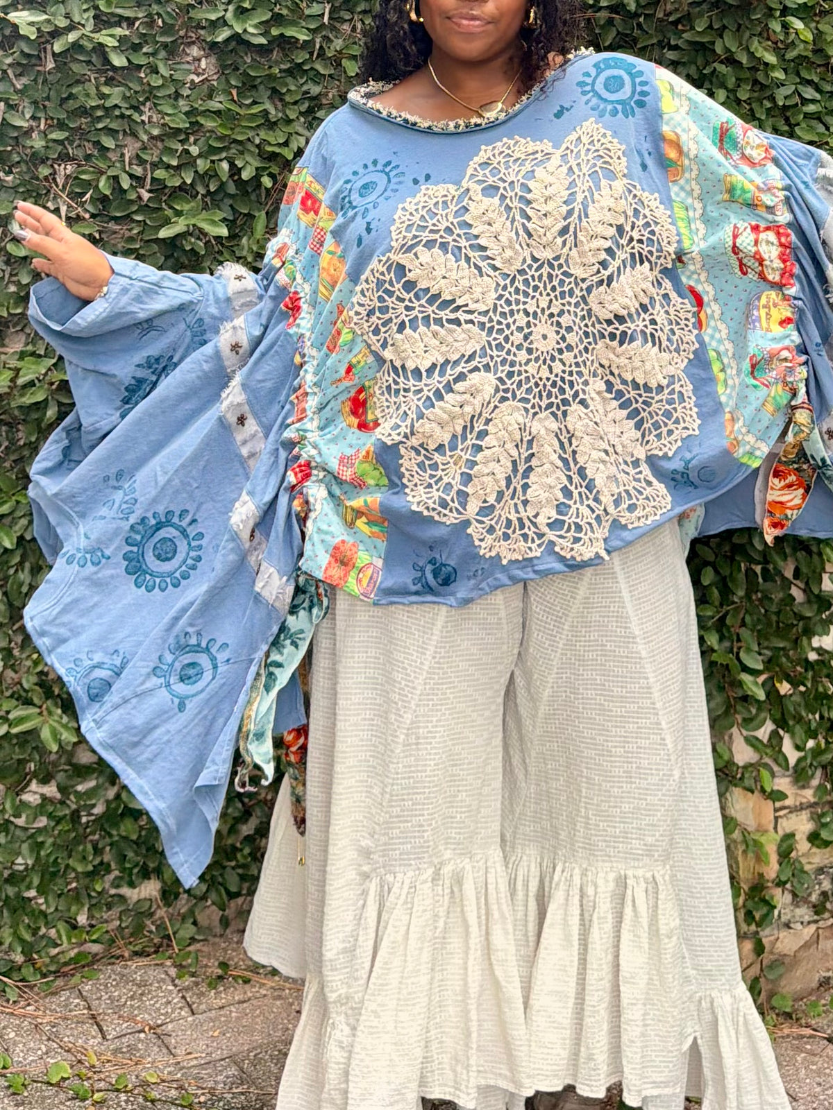 Large- 5XL Patchwork Poncho Tee