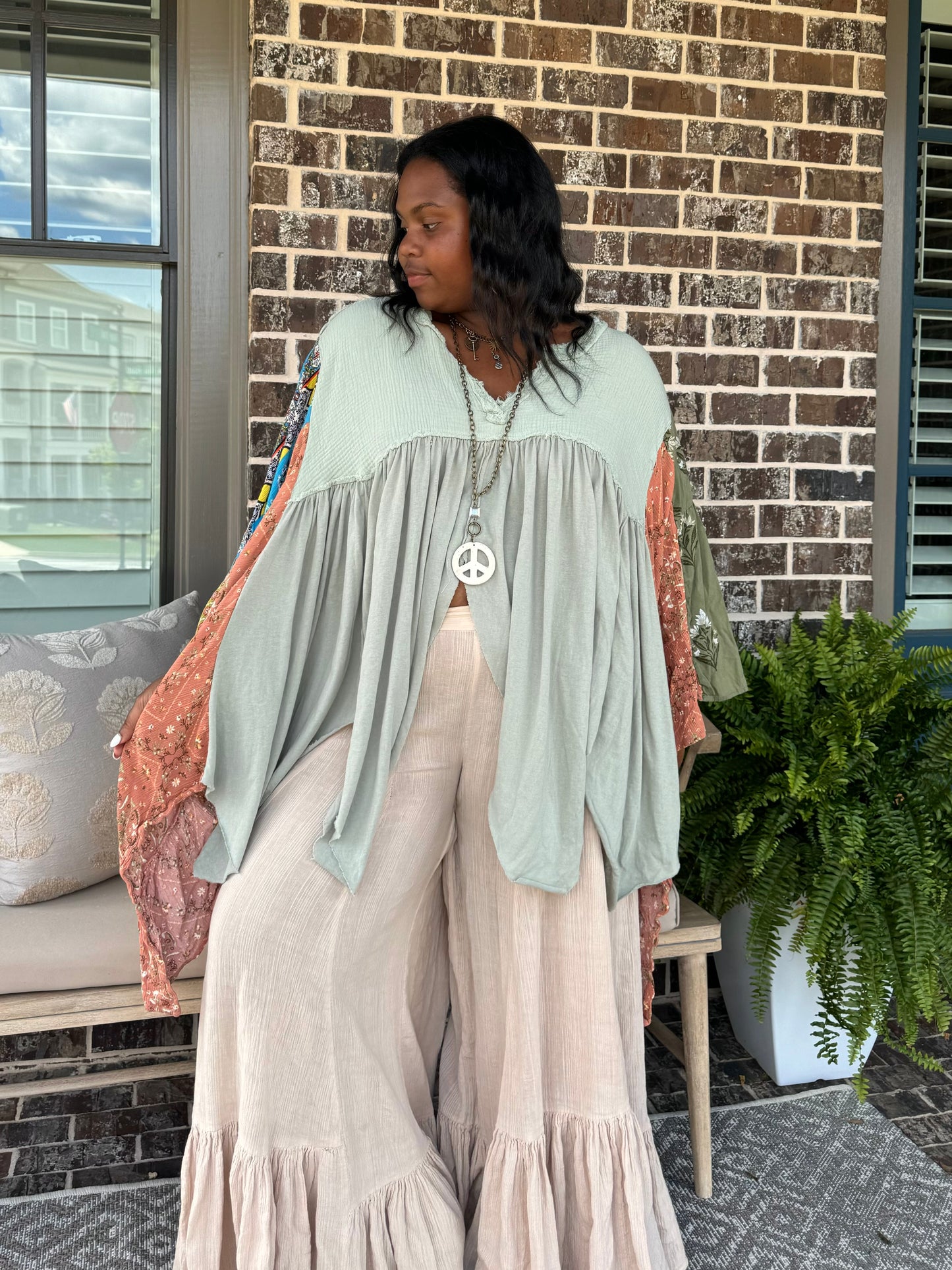 Large- 3XL Kaftan Poncho Tee