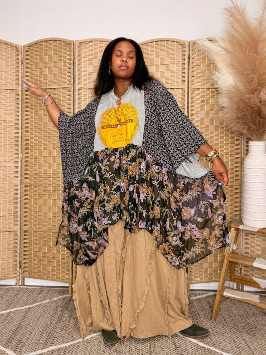 Small-2XL Johnny Cash Kaftan Poncho
