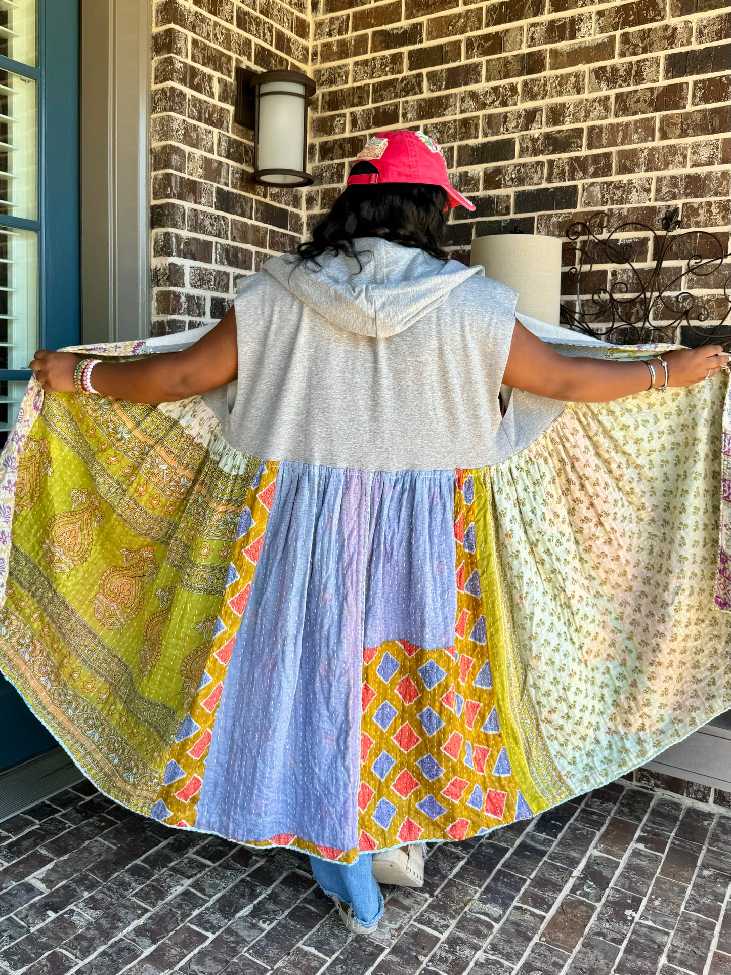 Large-3XL Upcycled Hoodie Duster Vest