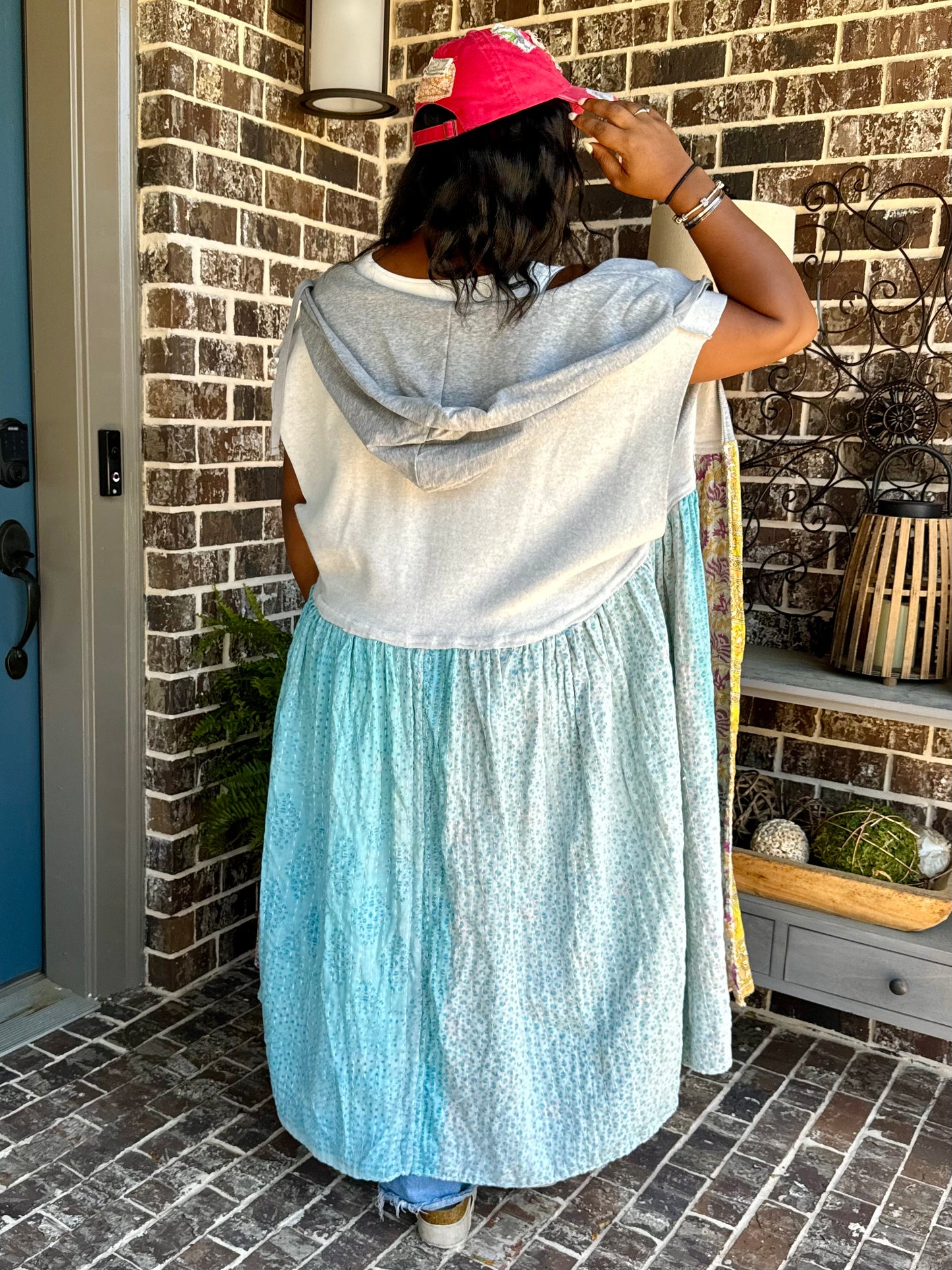 Large-3XL Upcycled Hoodie Duster Vest