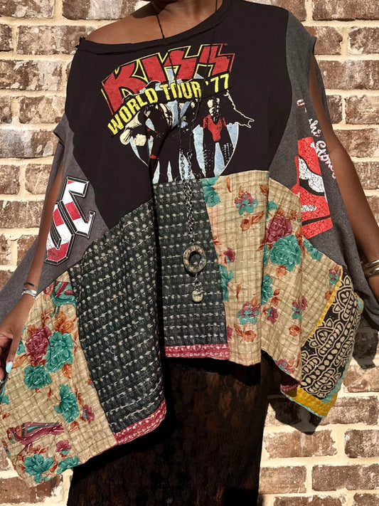 Small-3XL KISS/ACDC/Rolling Stones Trio Poncho