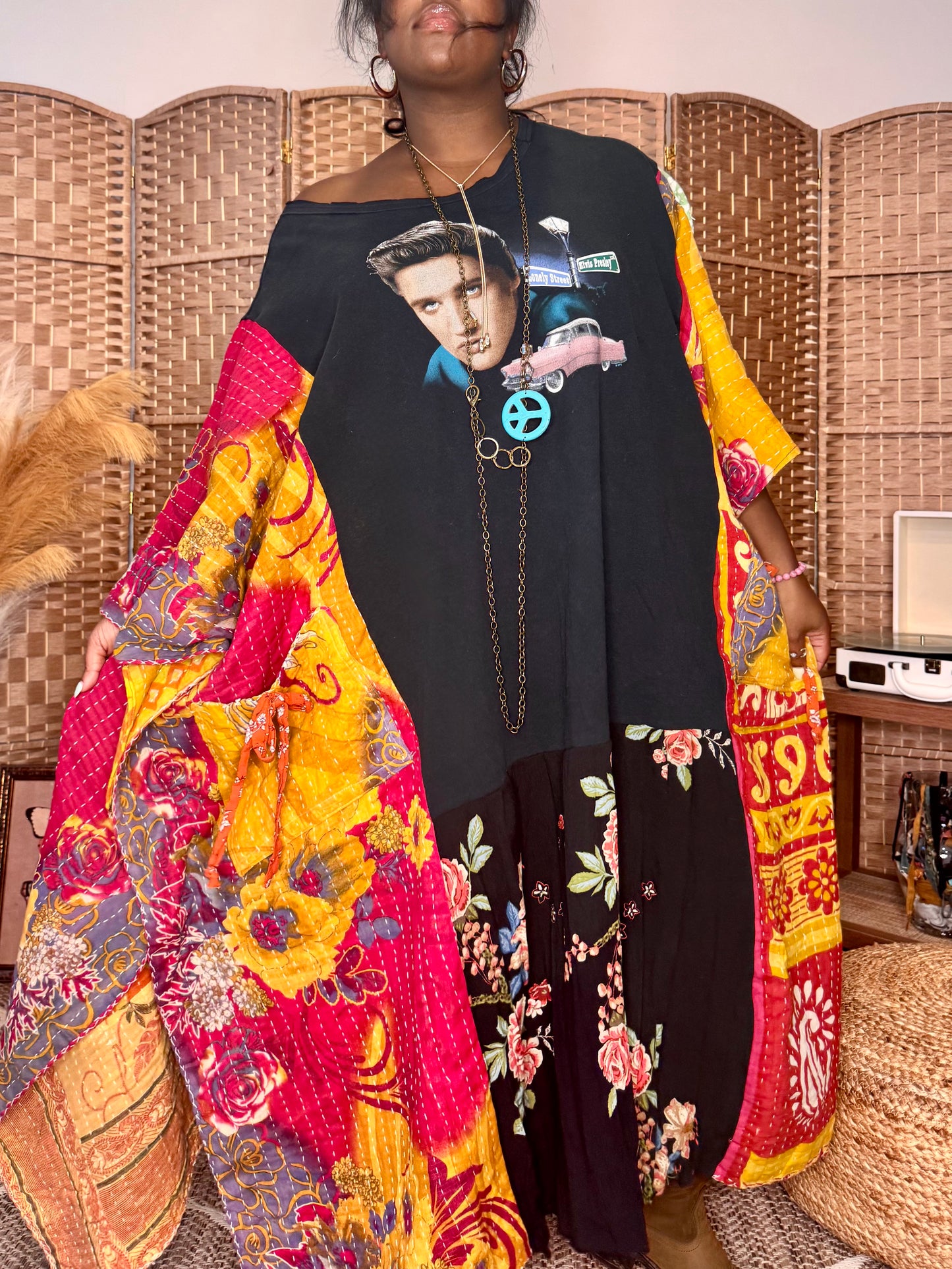Large-3XL Elvis Pressley Kaftan Maxi Dress