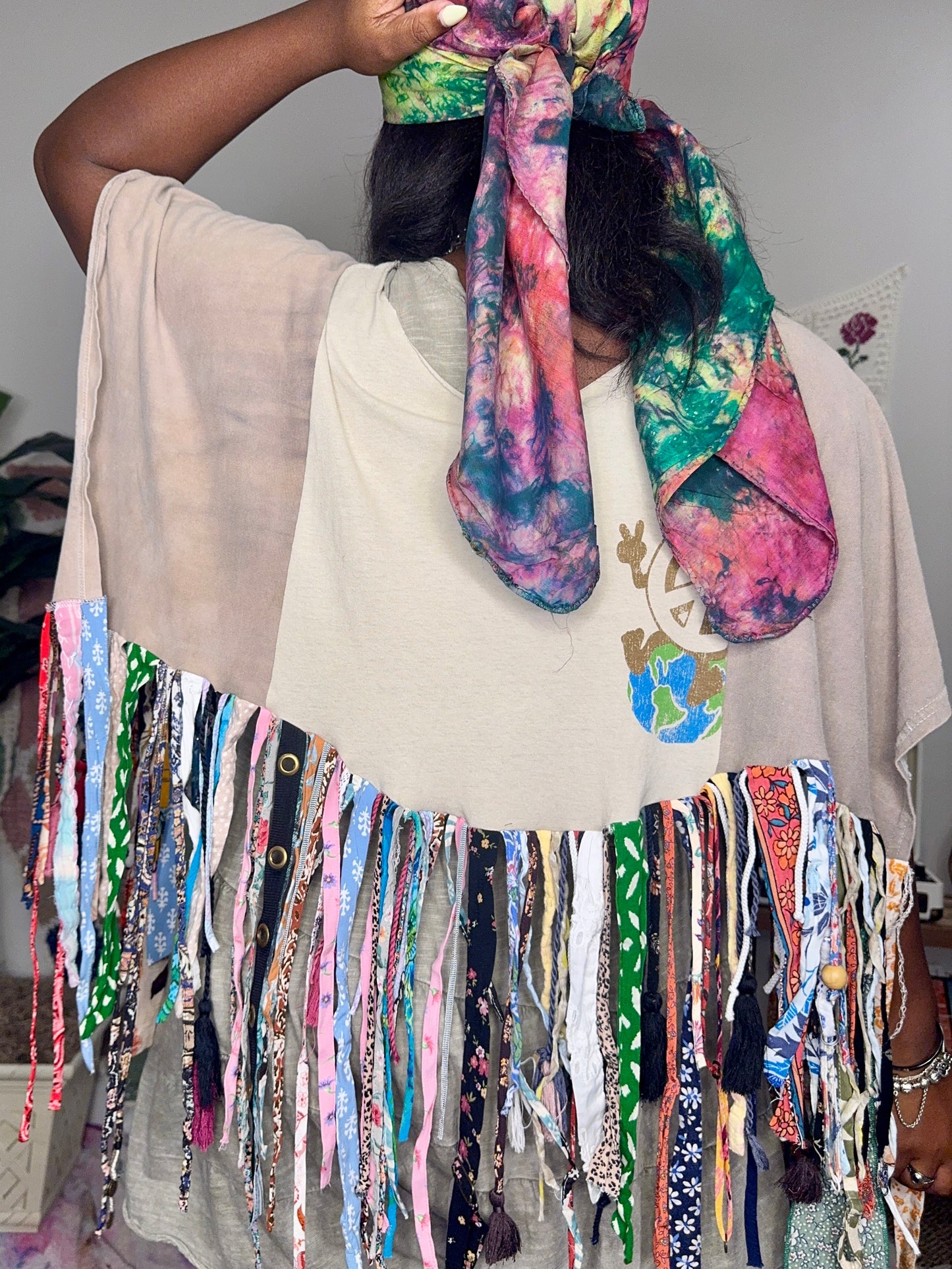 XXS-1XL Peace On Earth Fringe Poncho