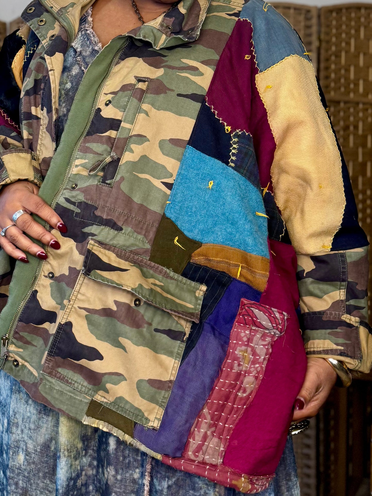 XXS-Extra Large Army Quilted Jacket