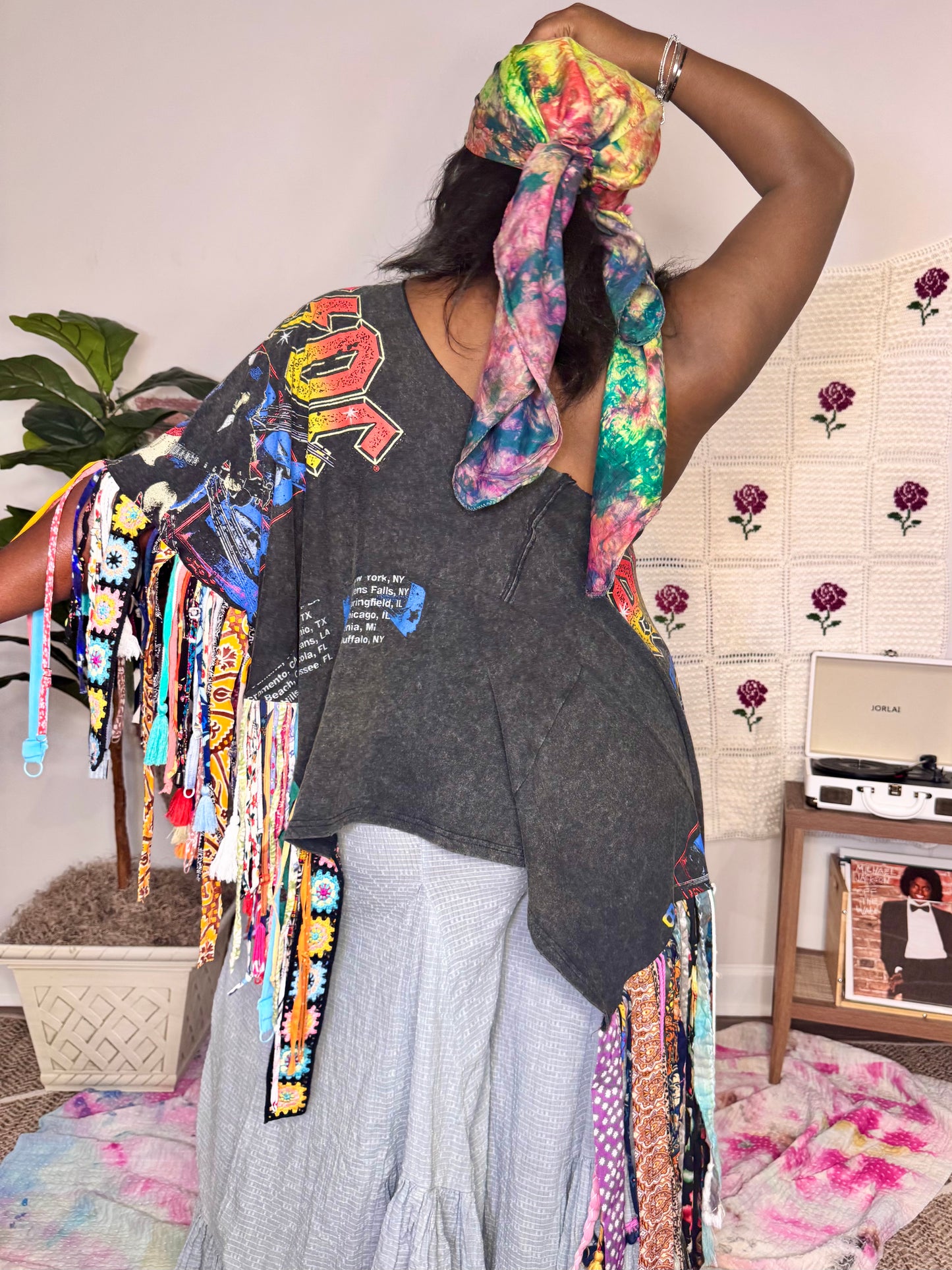 Large-4XL ACDC Fringe Poncho