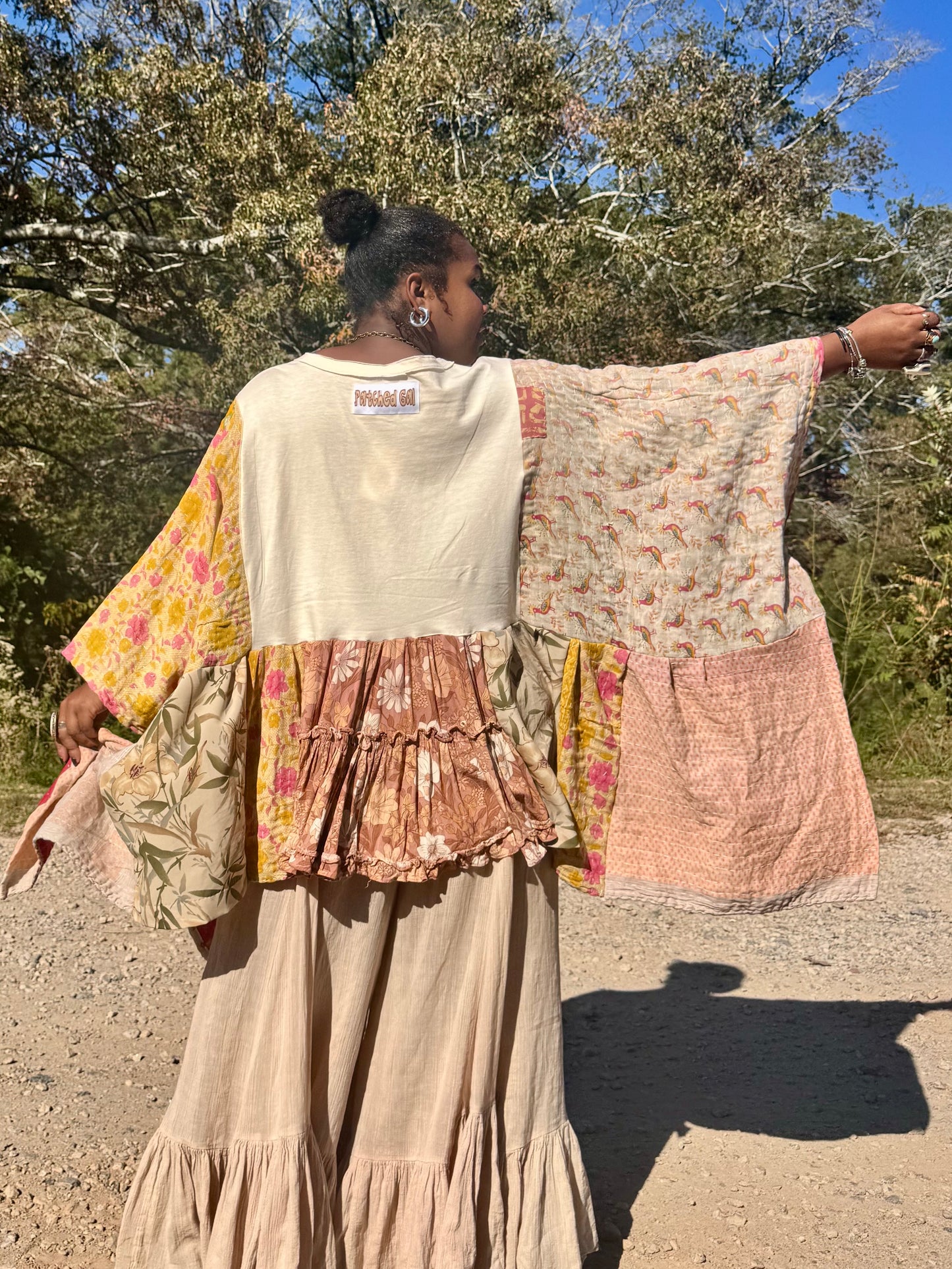 Large-4XL Solid Beige Kaftan Poncho