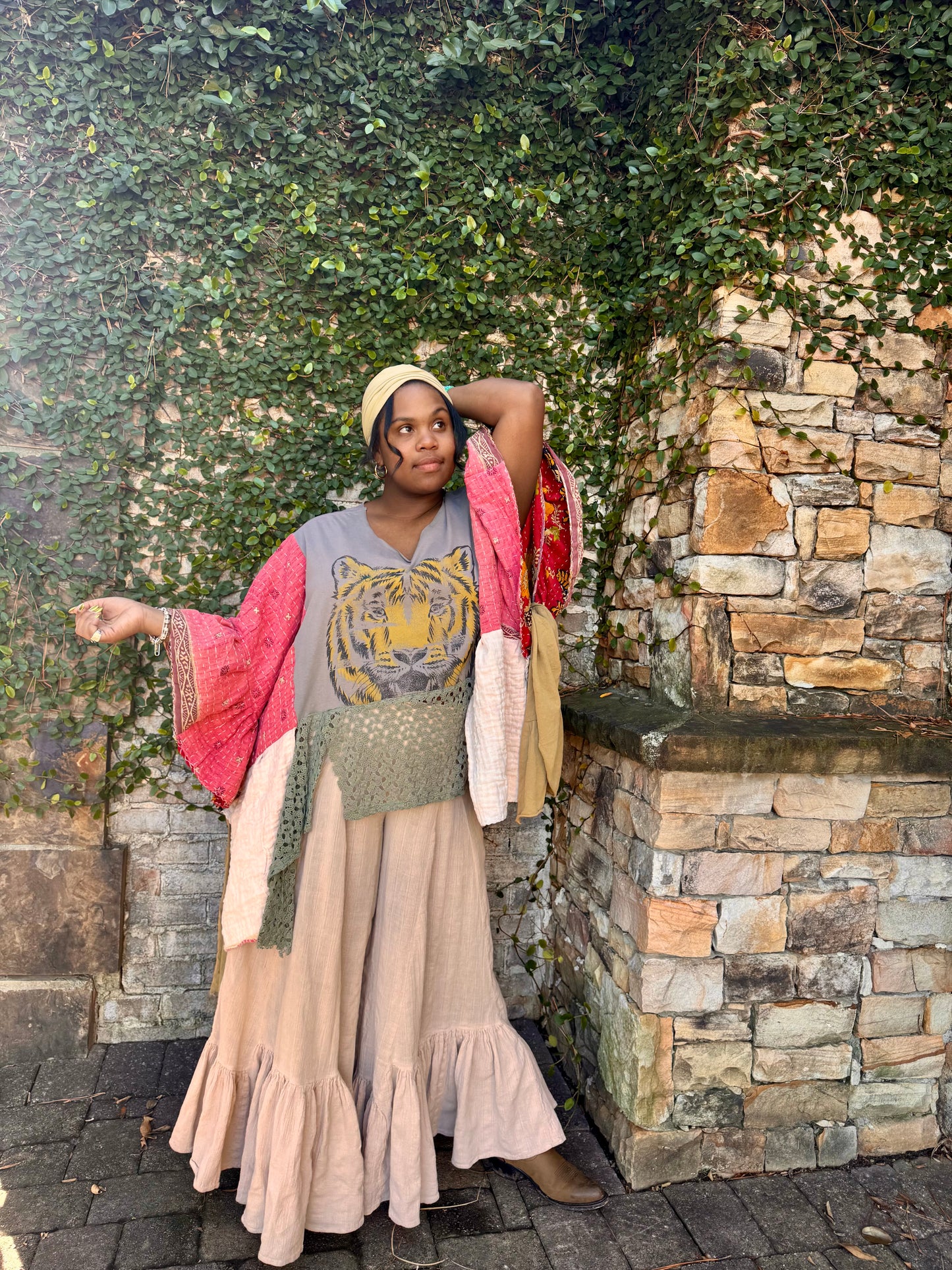 Large-4XL Tiger Kaftan Poncho