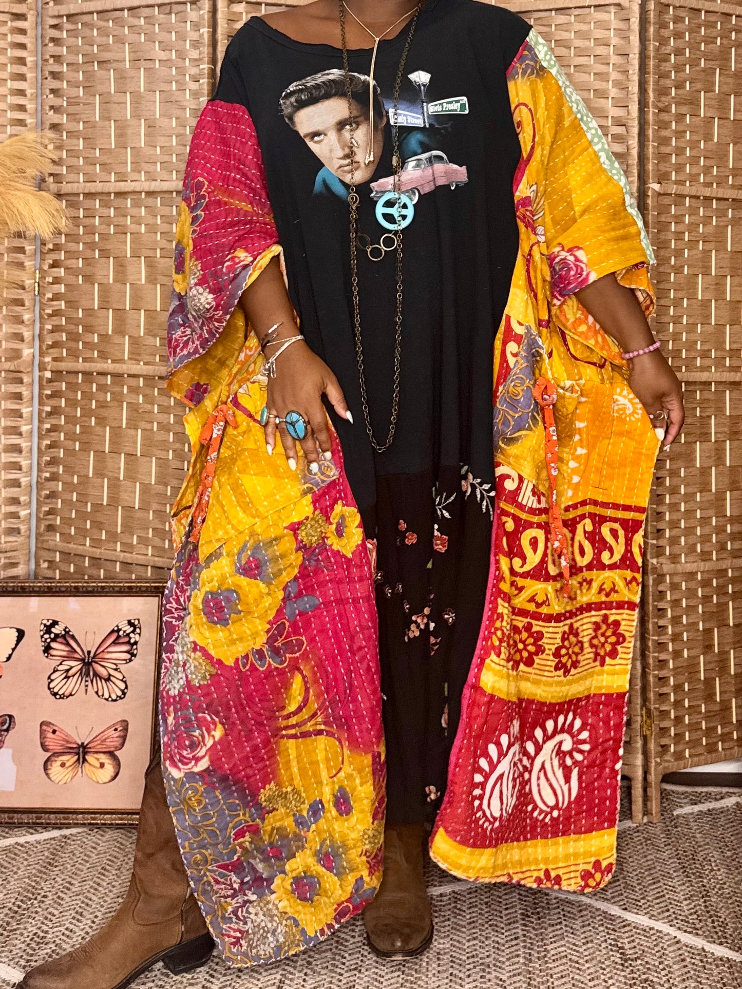 Large-3XL Elvis Pressley Kaftan Maxi Dress