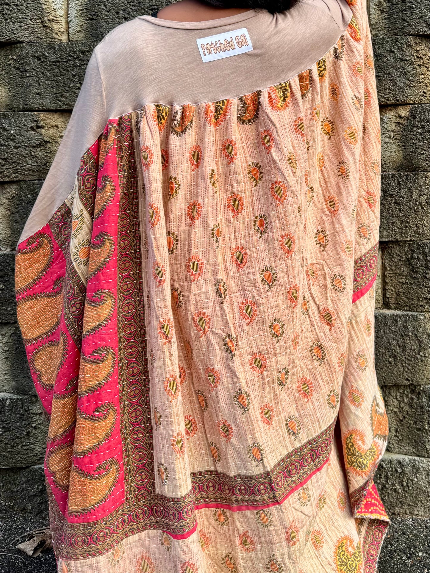 Large-3XL Solid Beige Swing Maxi Tee