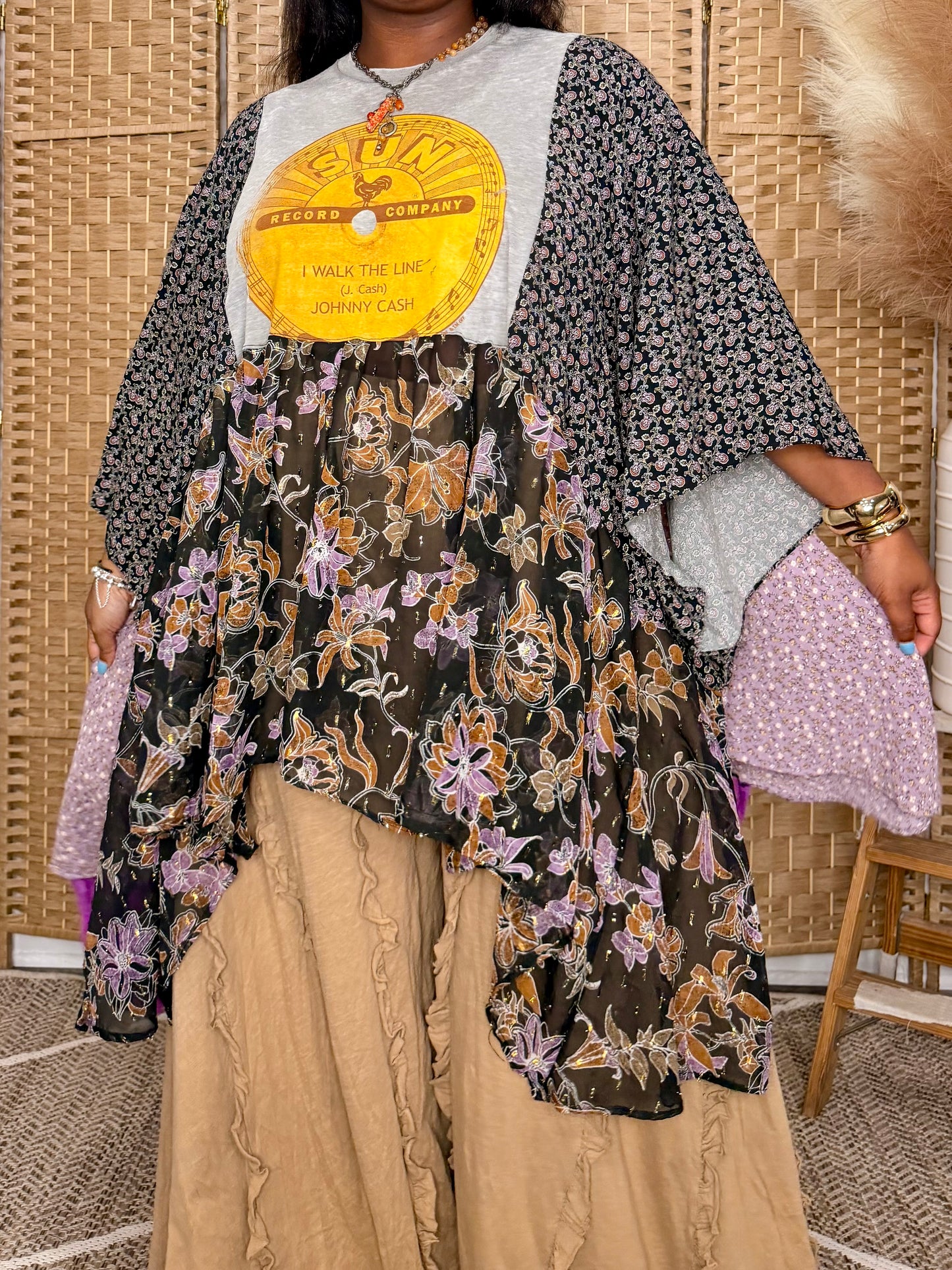 Small-2XL Johnny Cash Kaftan Poncho