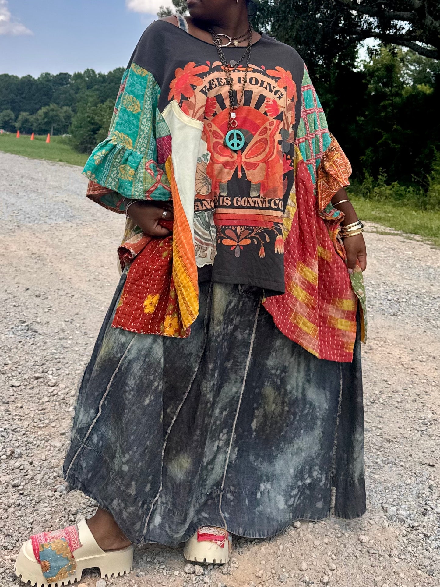 Large-5XL Keep Going Kaftan Poncho