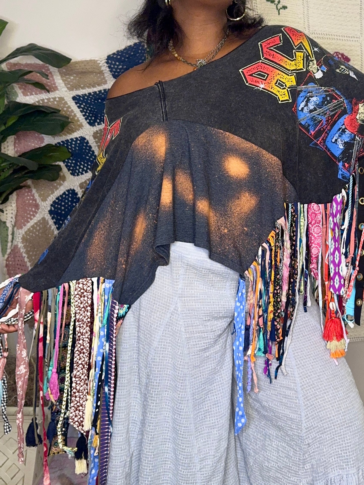 Large-4XL ACDC Fringe Poncho