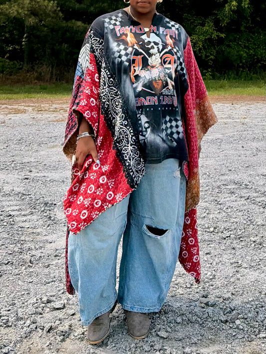 Small-3XL Rose/Skull Kimono Tee