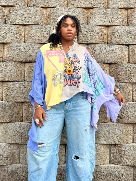 Extra Small- Extra Large Def Leppard/ Indie Rock Poncho Tee