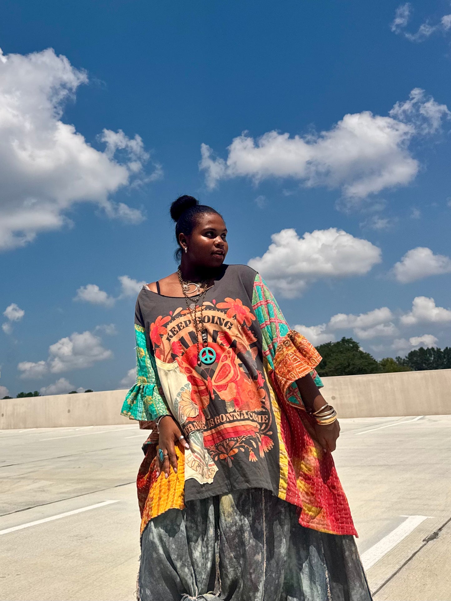 Large-5XL Keep Going Kaftan Poncho