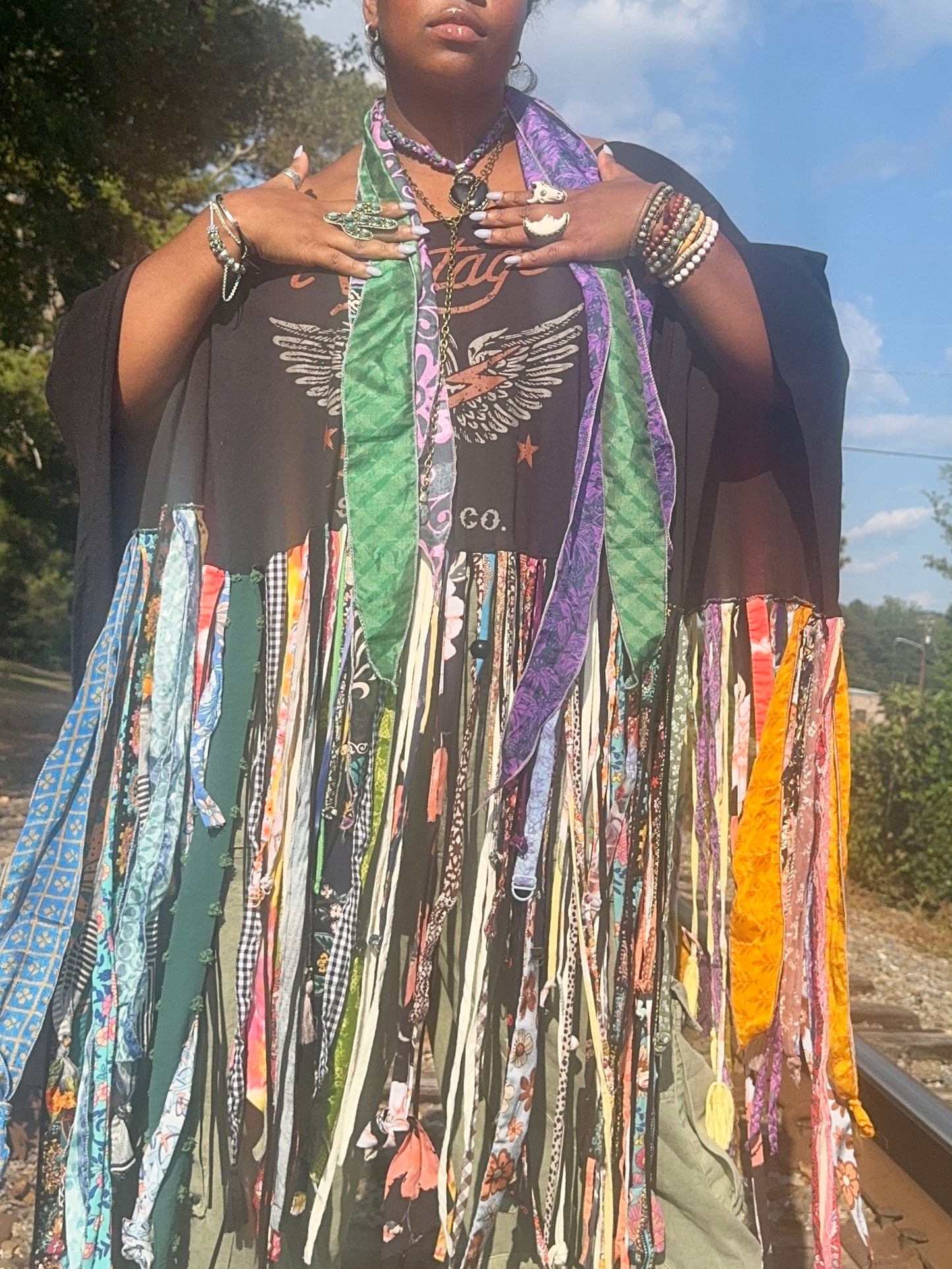 Extra Large-5XL Vintage Fringe Poncho