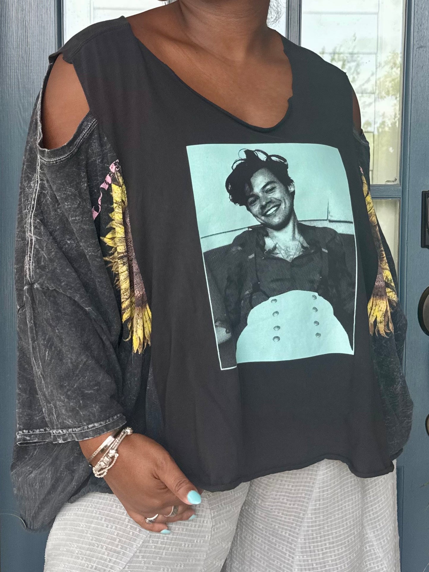 XXS-Extra Large Harry Styles Cold Shoulder Graphic Tee