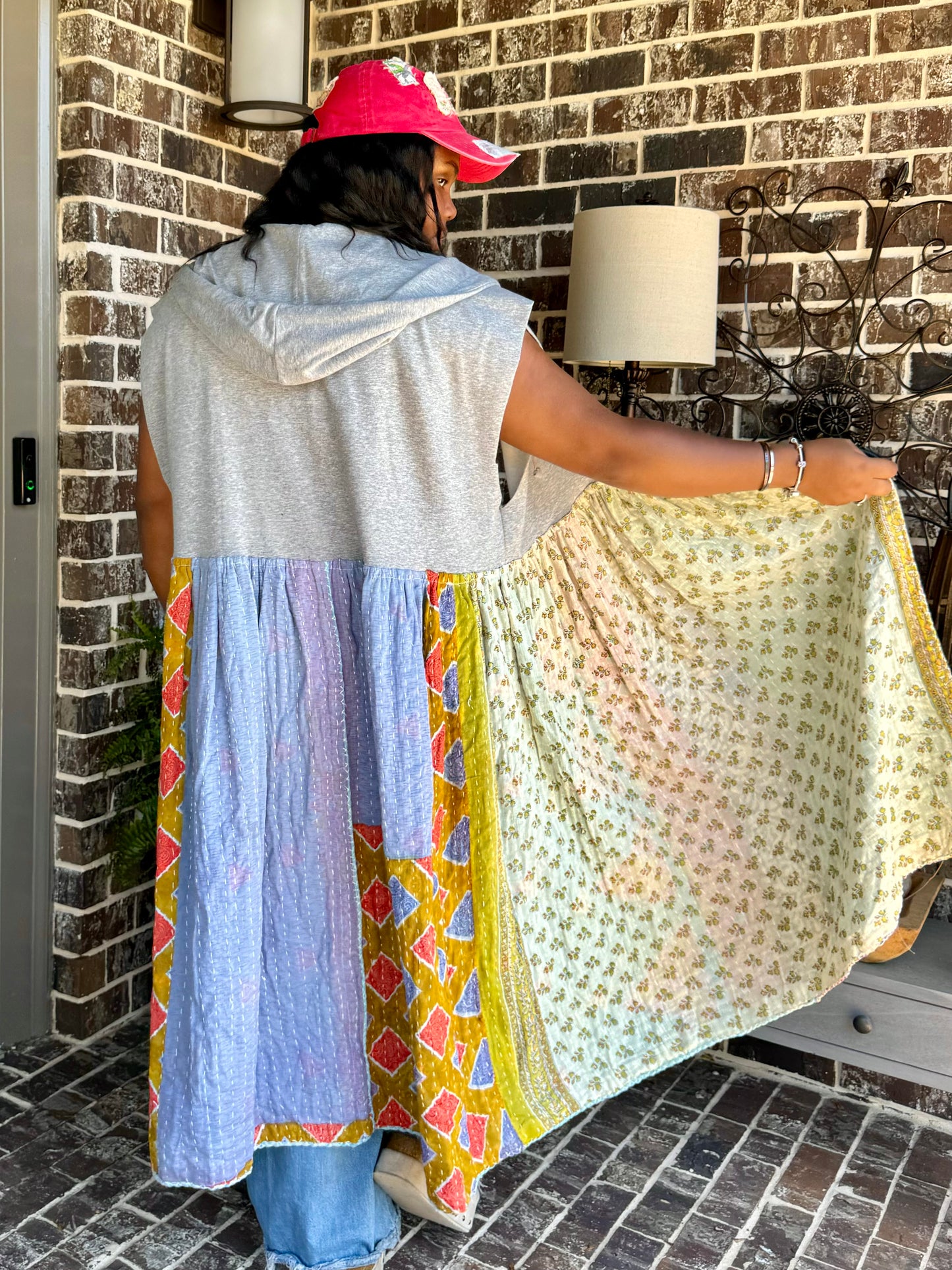 Large-3XL Upcycled Hoodie Duster Vest