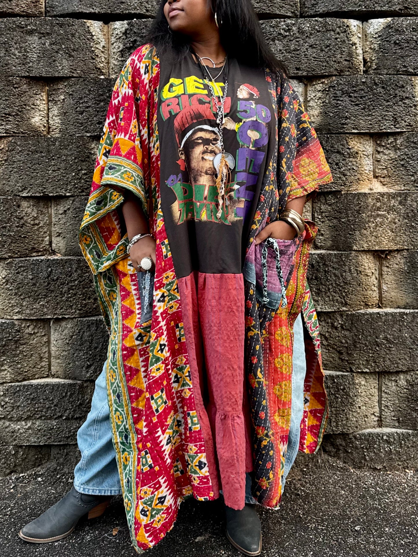 Medium-4XL 50 Cent Kaftan Maxi Dress