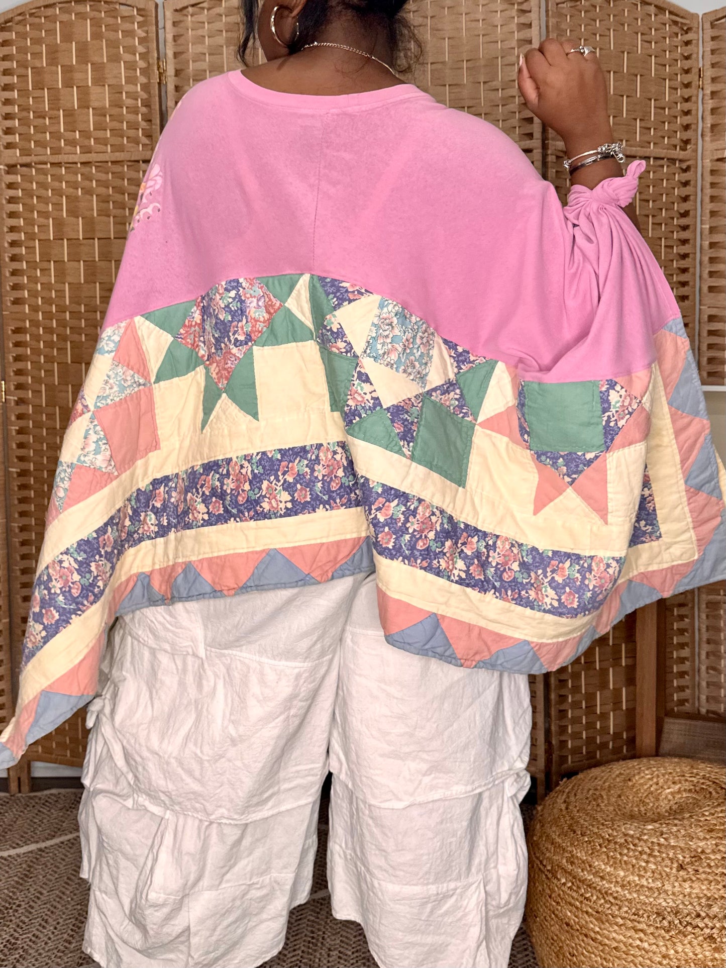 Extra Large-4XL Floral Quilted Kaftan Poncho