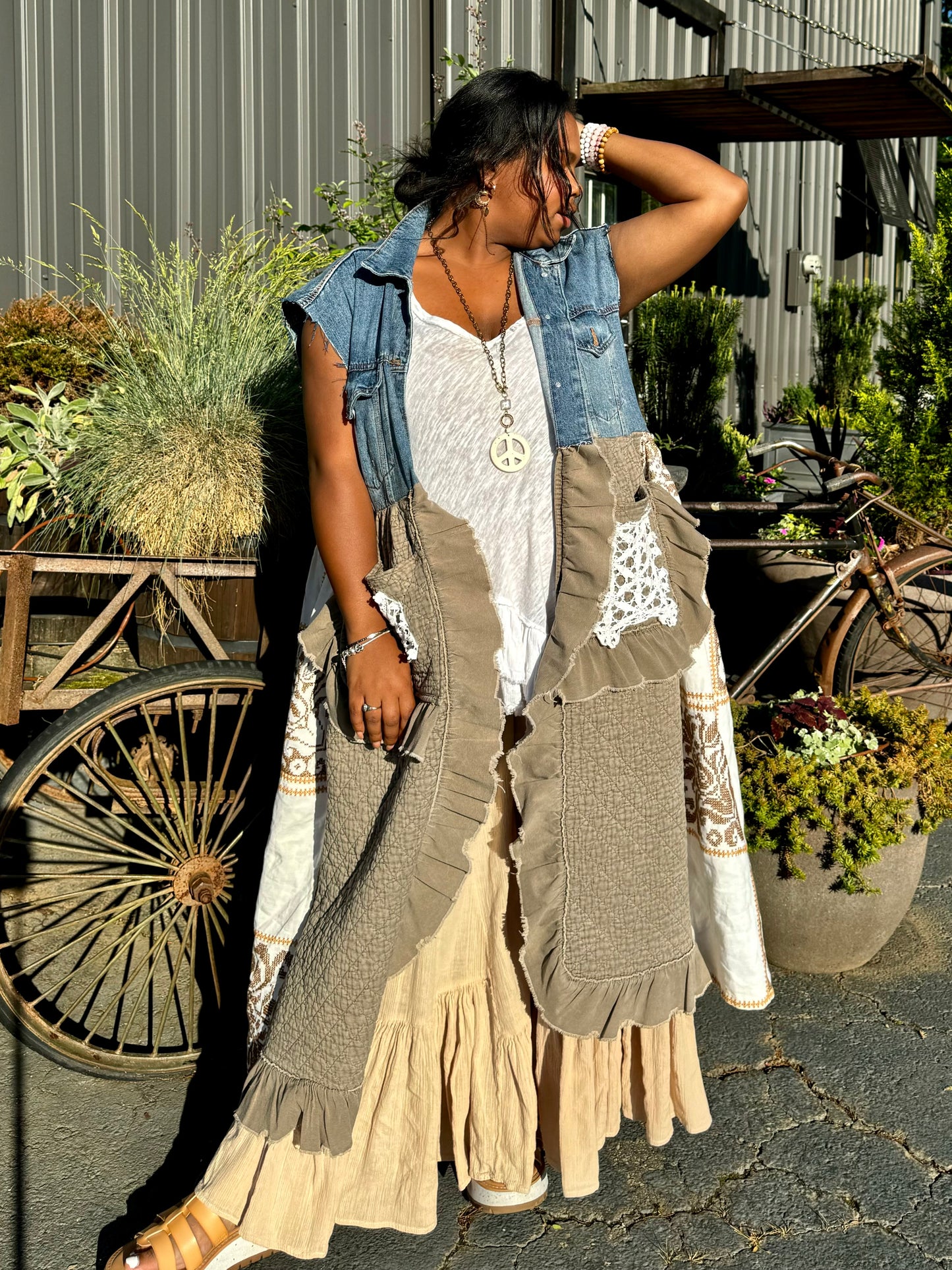 Extra Large-3XL Quilted Denim Duster