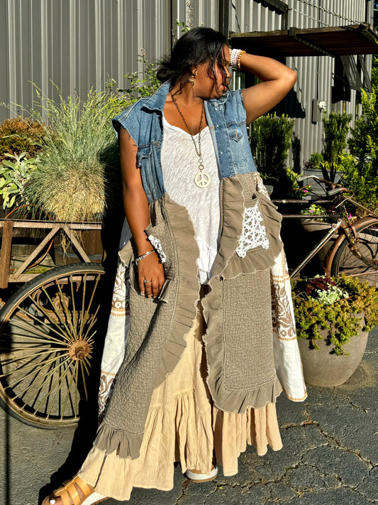 Extra Large-3XL Quilted Denim Duster