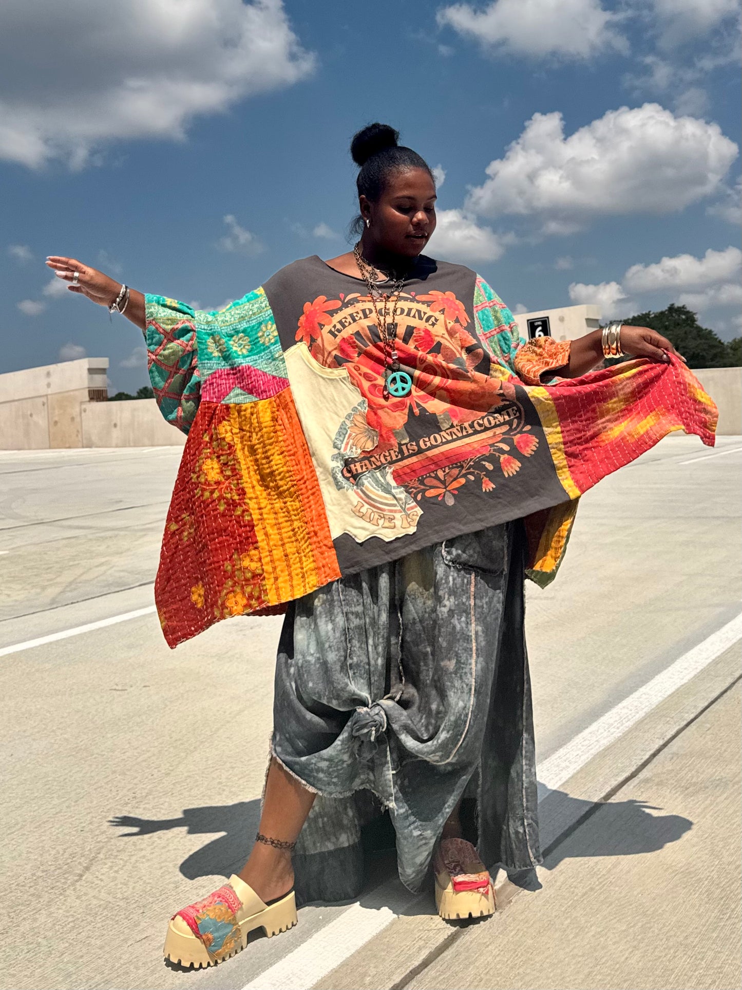 Large-5XL Keep Going Kaftan Poncho