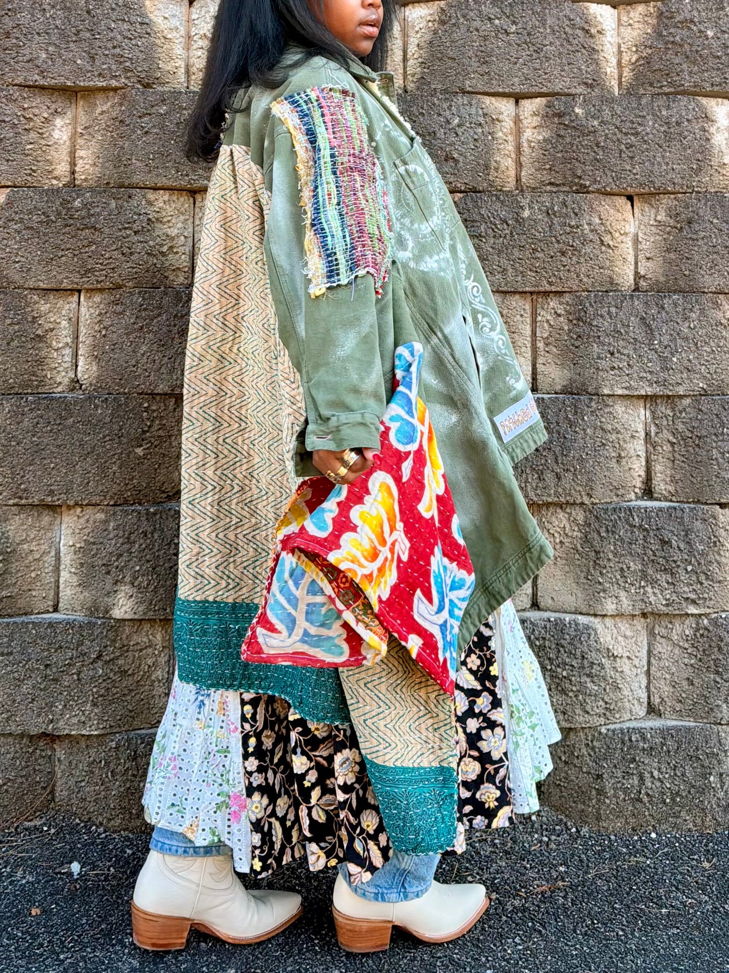 Large-5XL Patched Gal University #22 Kantha Coat