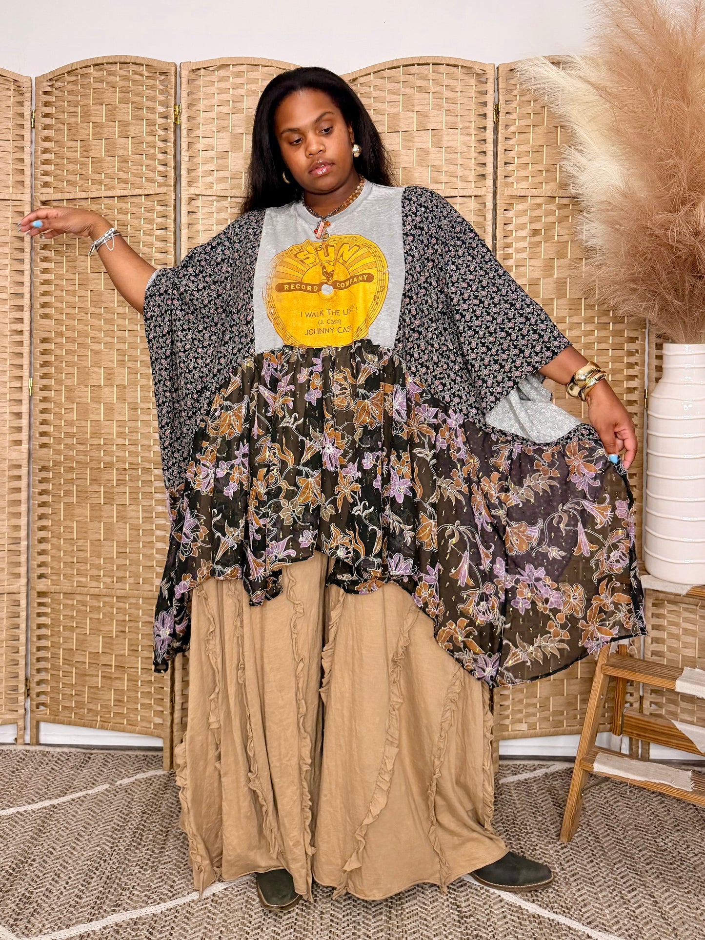 Small-2XL Johnny Cash Kaftan Poncho