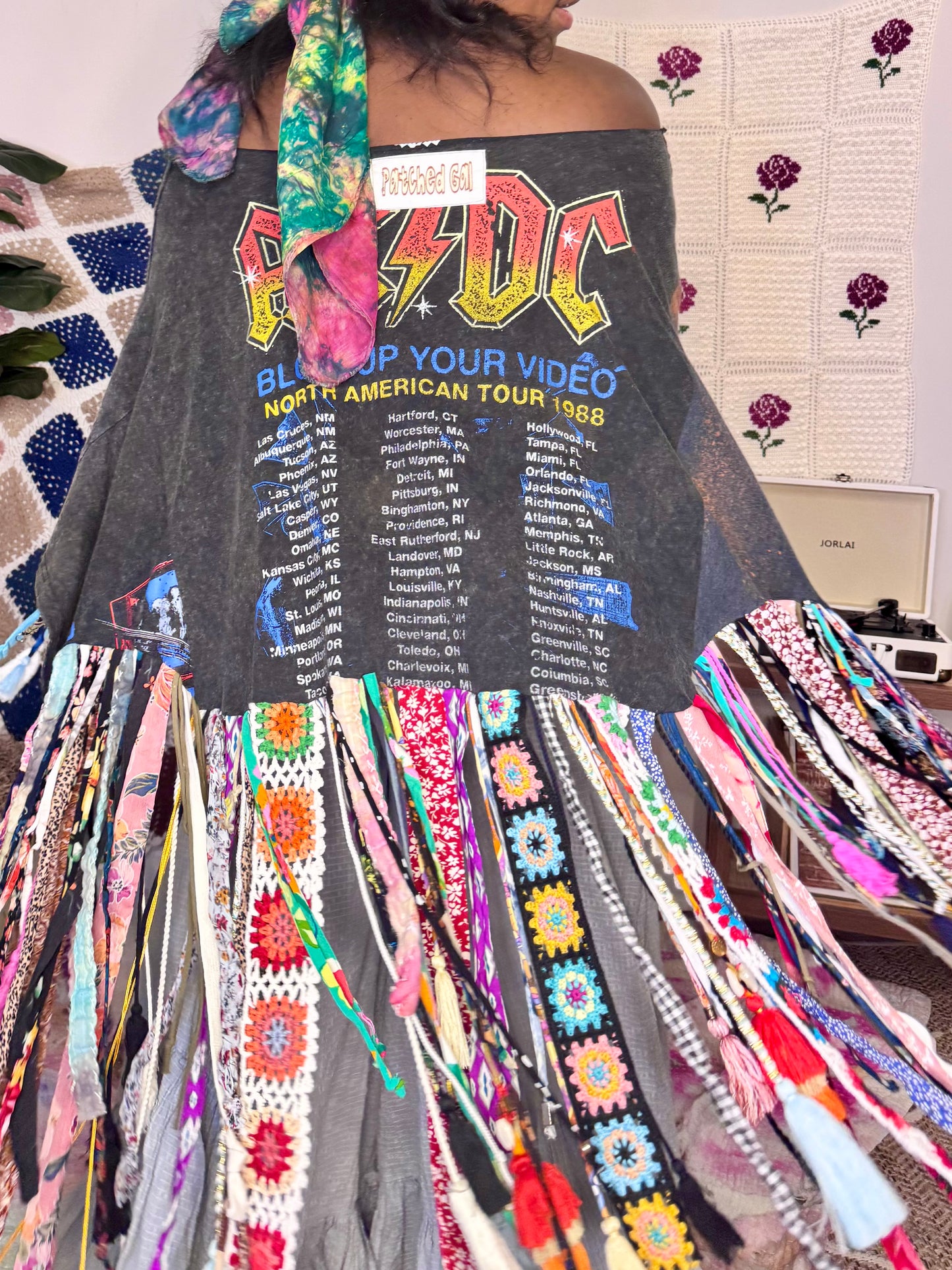 Large-4XL ACDC Fringe Poncho