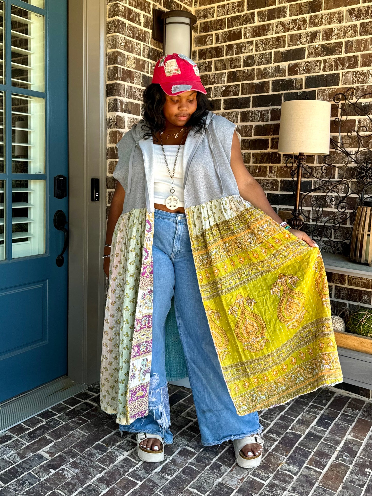 Large-3XL Upcycled Hoodie Duster Vest