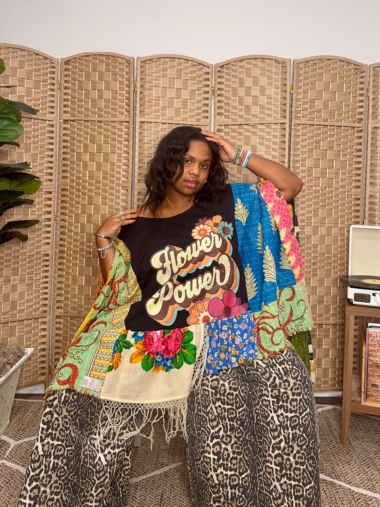 Large-5XL Flower Power Poncho