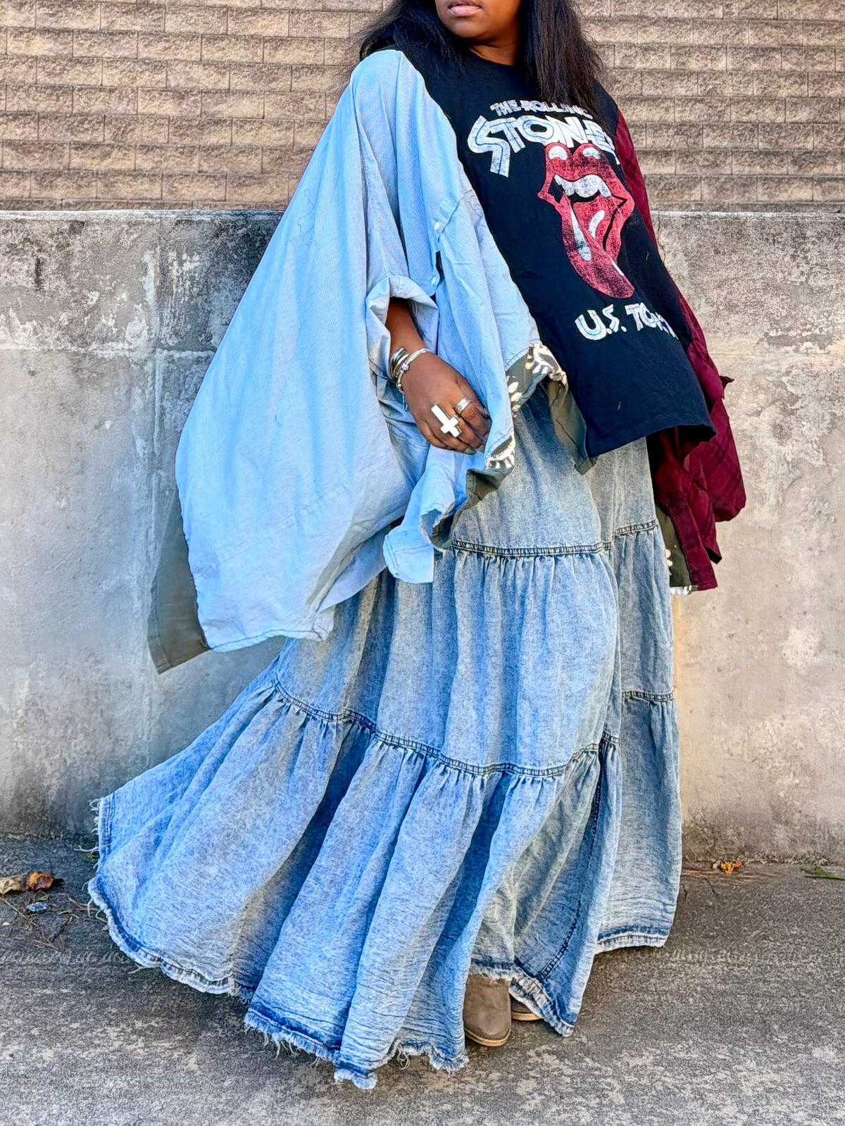Large-4XL Rolling Stones Poncho Tee