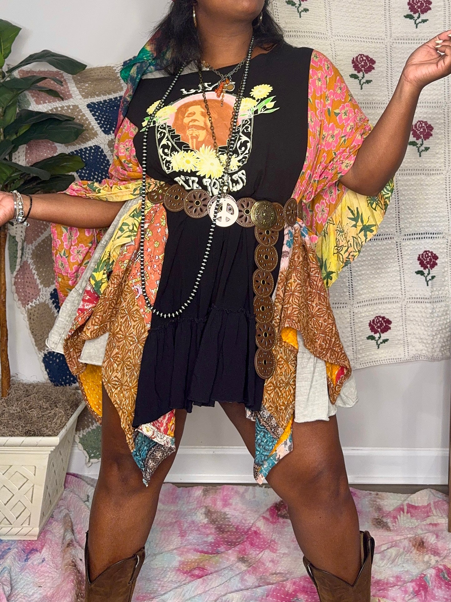 Small-2XL Janis Joplin Kaftan Poncho