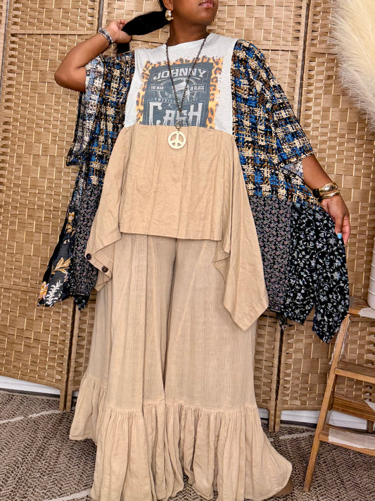 Small-2XL Johnny Cash Kaftan Poncho