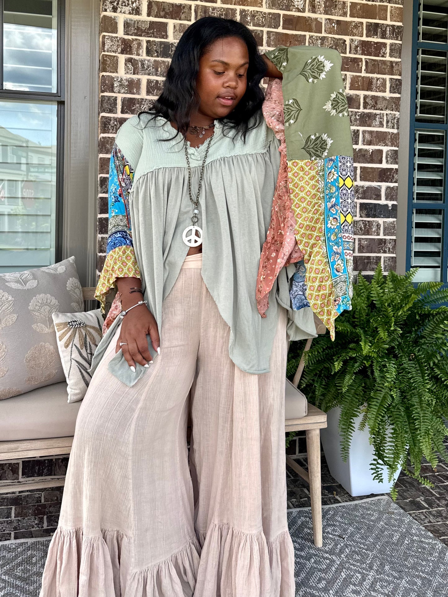 Large- 3XL Kaftan Poncho Tee