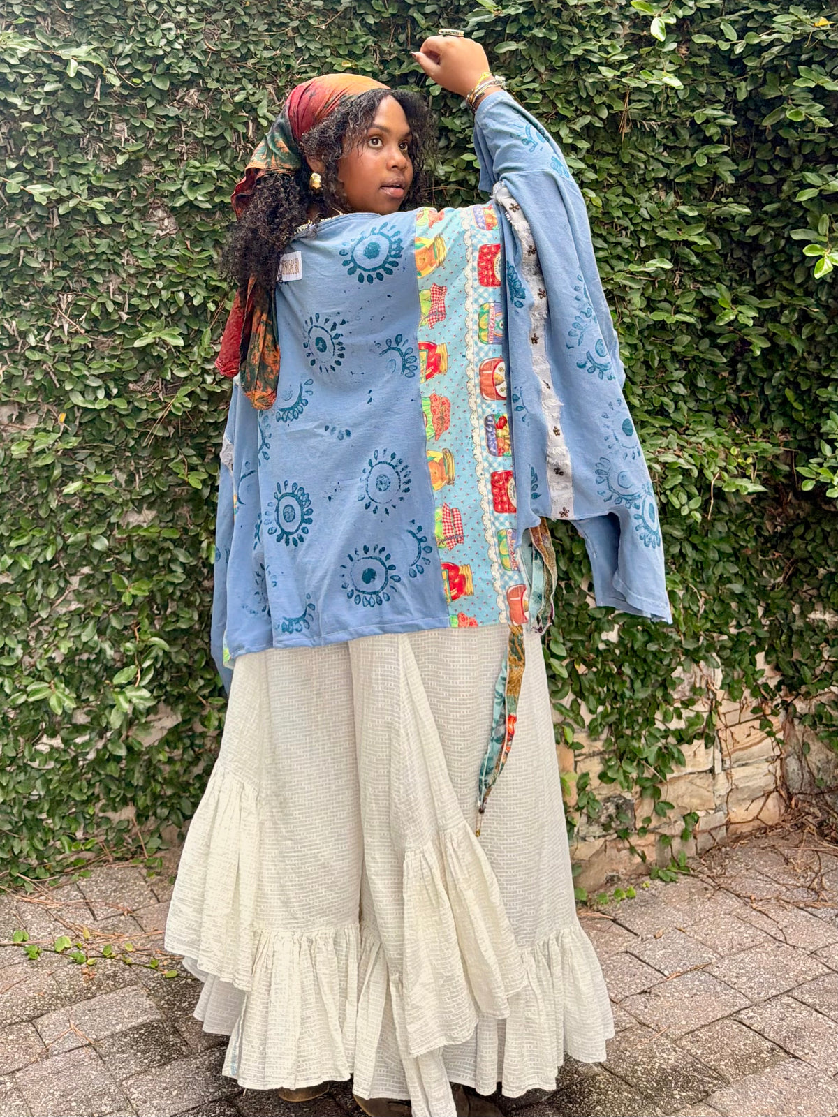 Large- 5XL Patchwork Poncho Tee