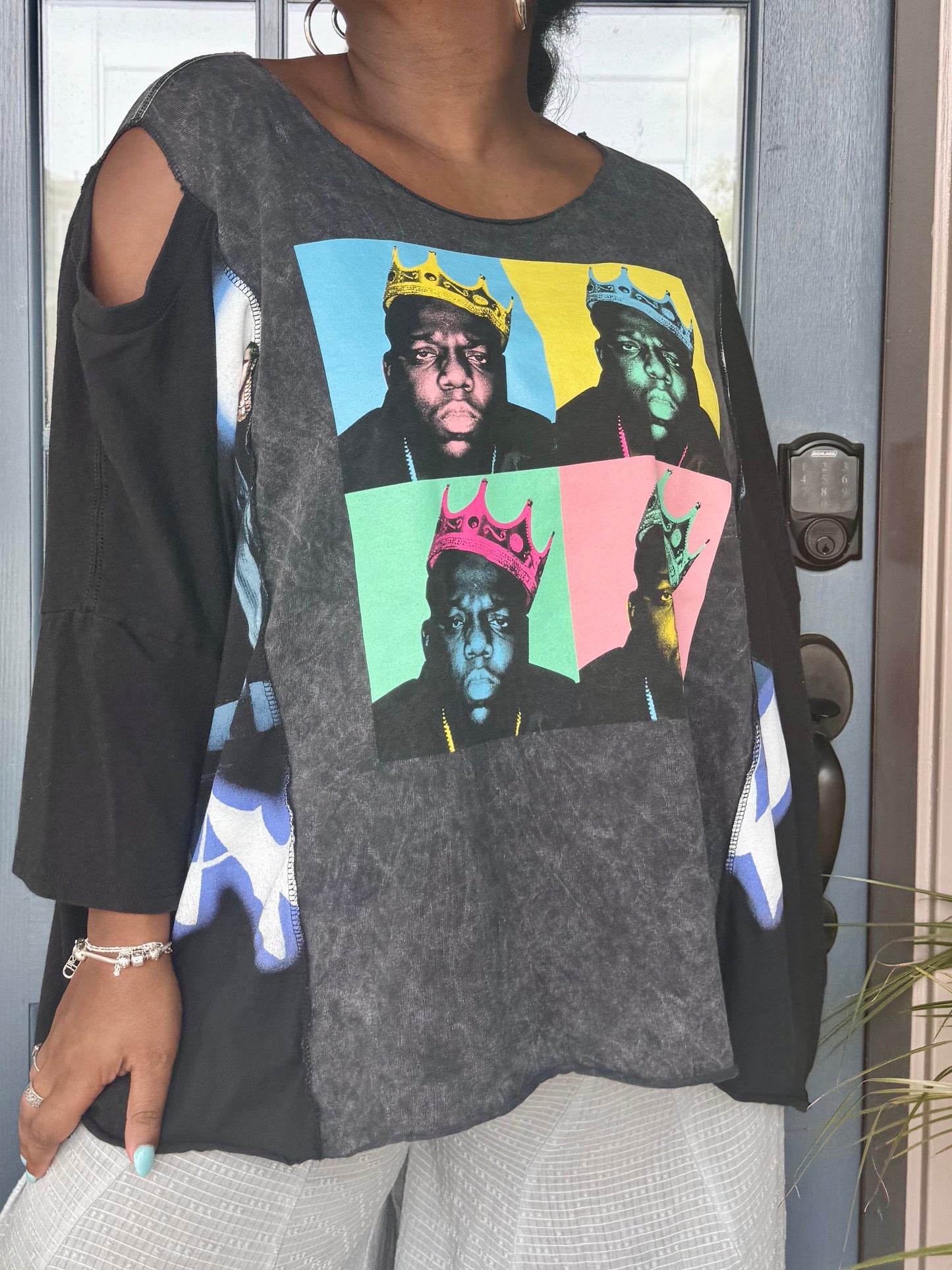 XXS-Extra Large Biggie Cold Shoulder Graphic Tee