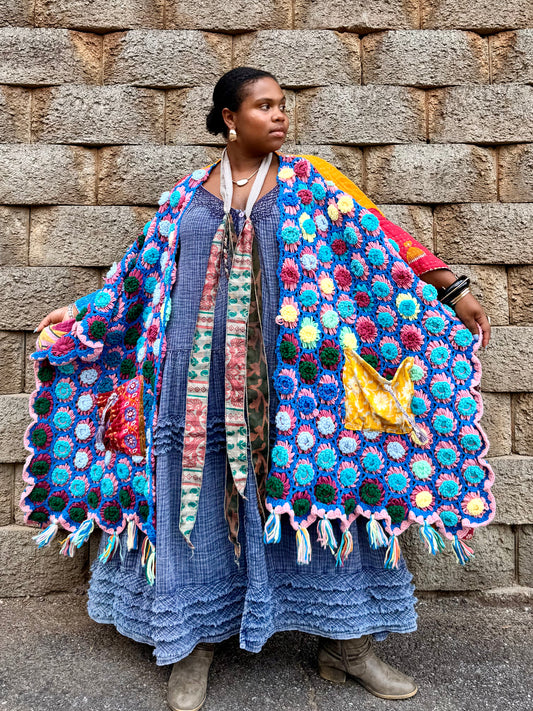 Small-5XL Kantha Afghan Duster