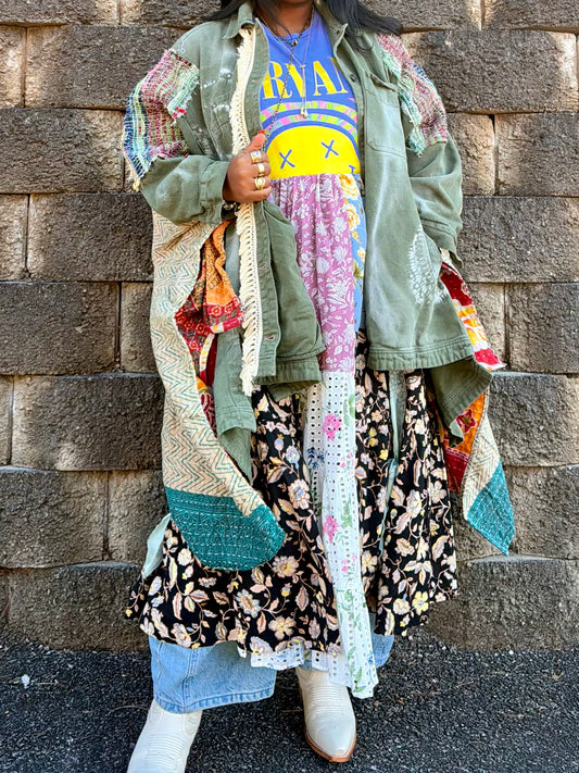 Large-5XL Patched Gal University #22 Kantha Coat