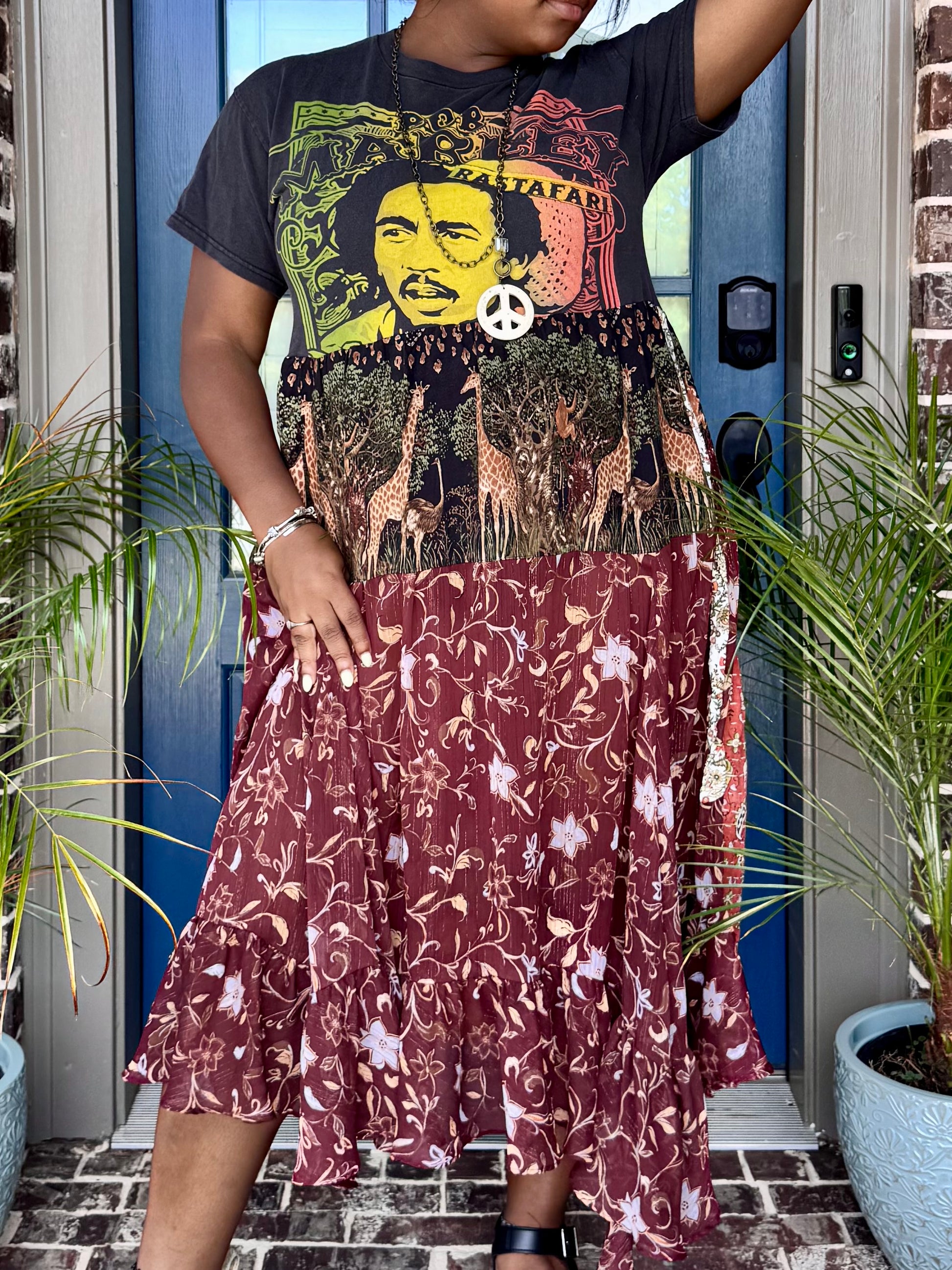 bob marley maxi dress Women's Bob Marley long Black sun dress - Halter Top