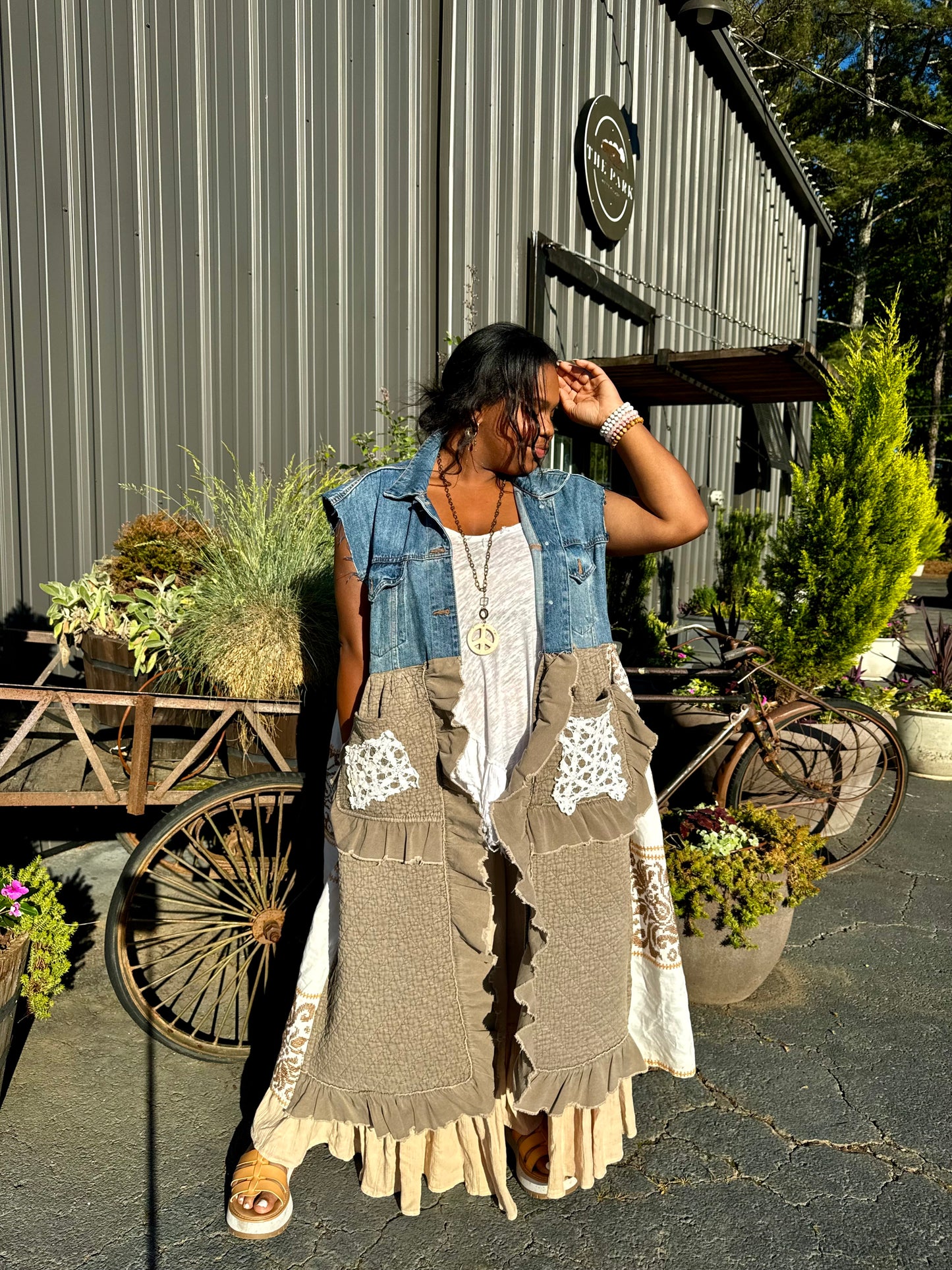 Extra Large-3XL Quilted Denim Duster